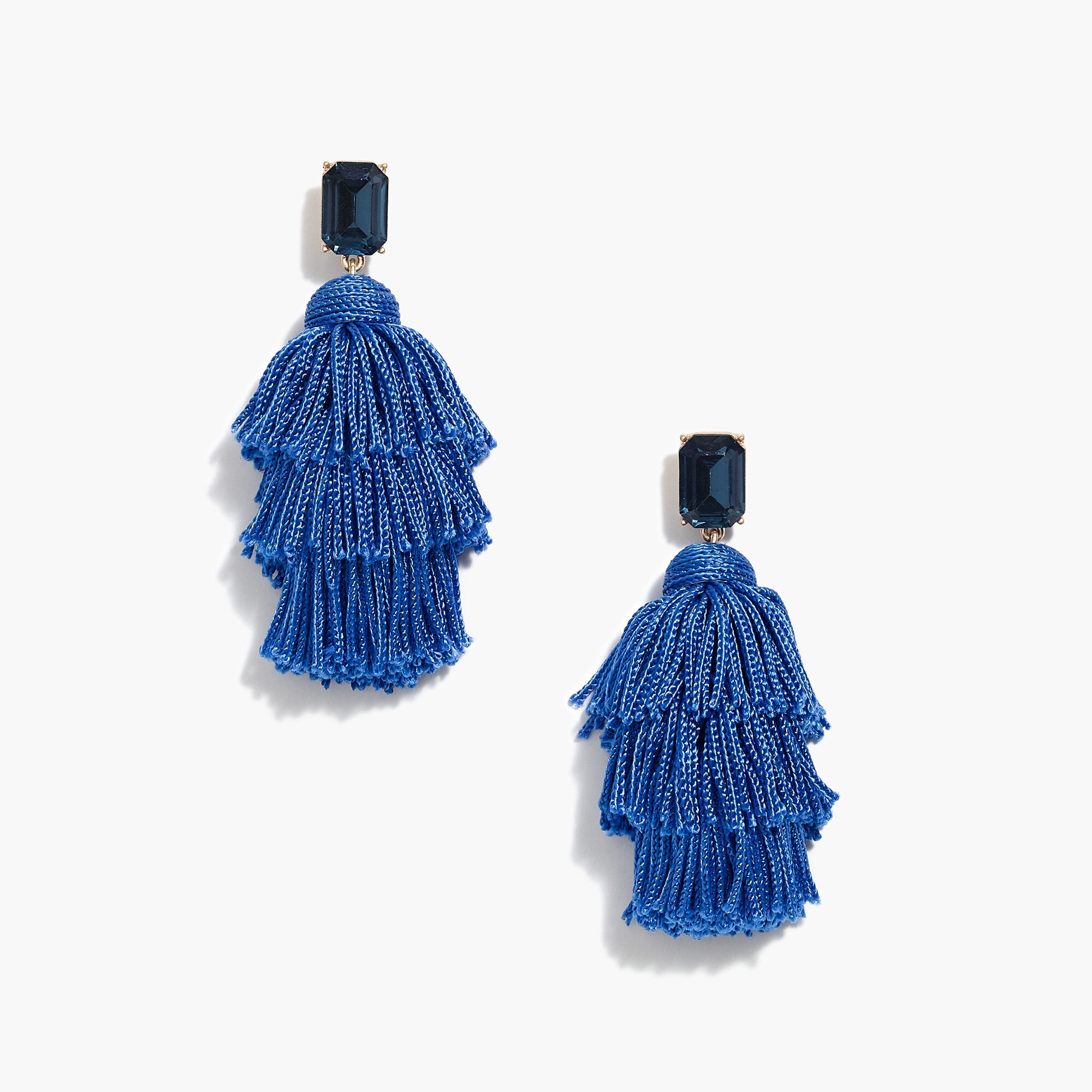 Layered thread tassel earrings