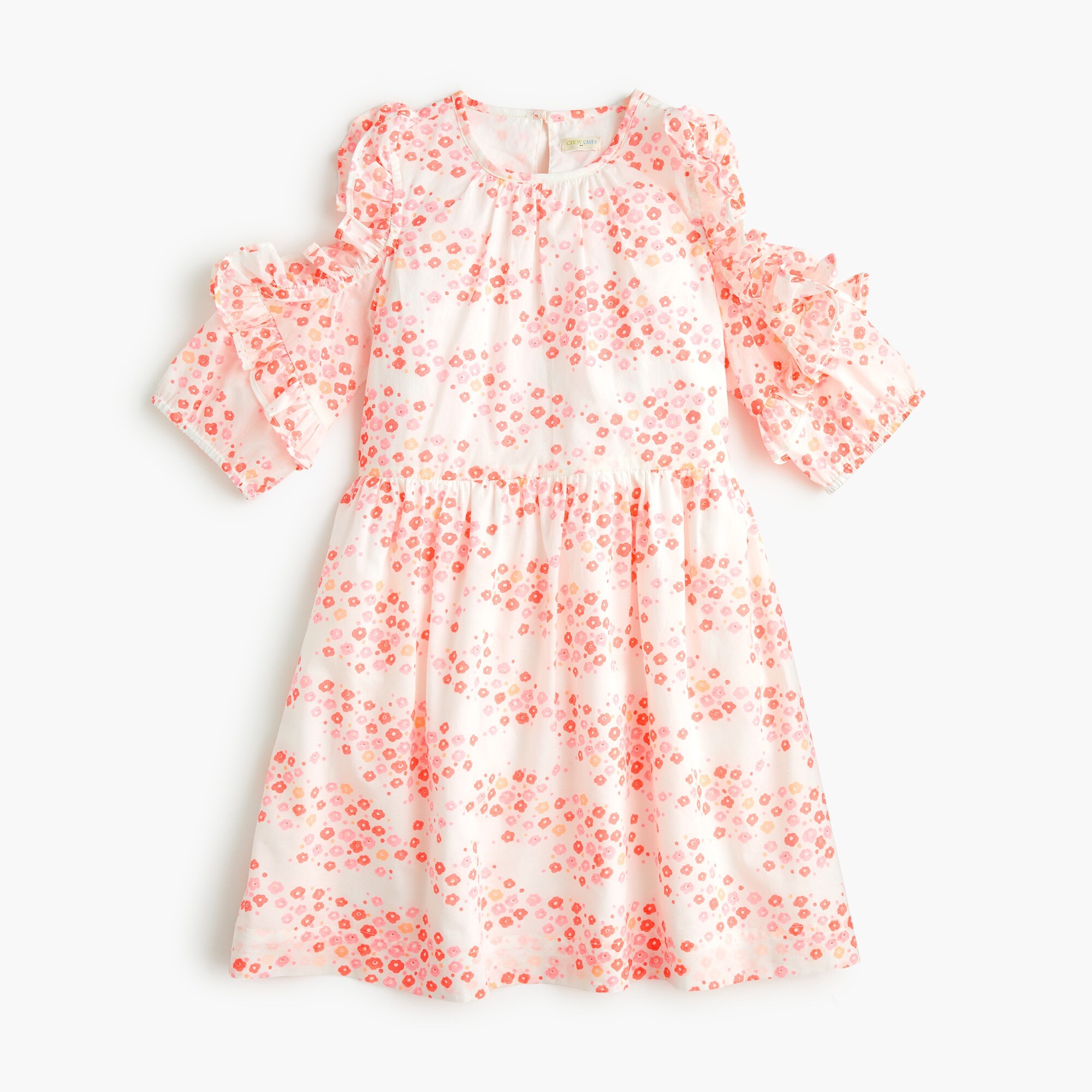  Girls' peekaboo shoulder dress in pink floral