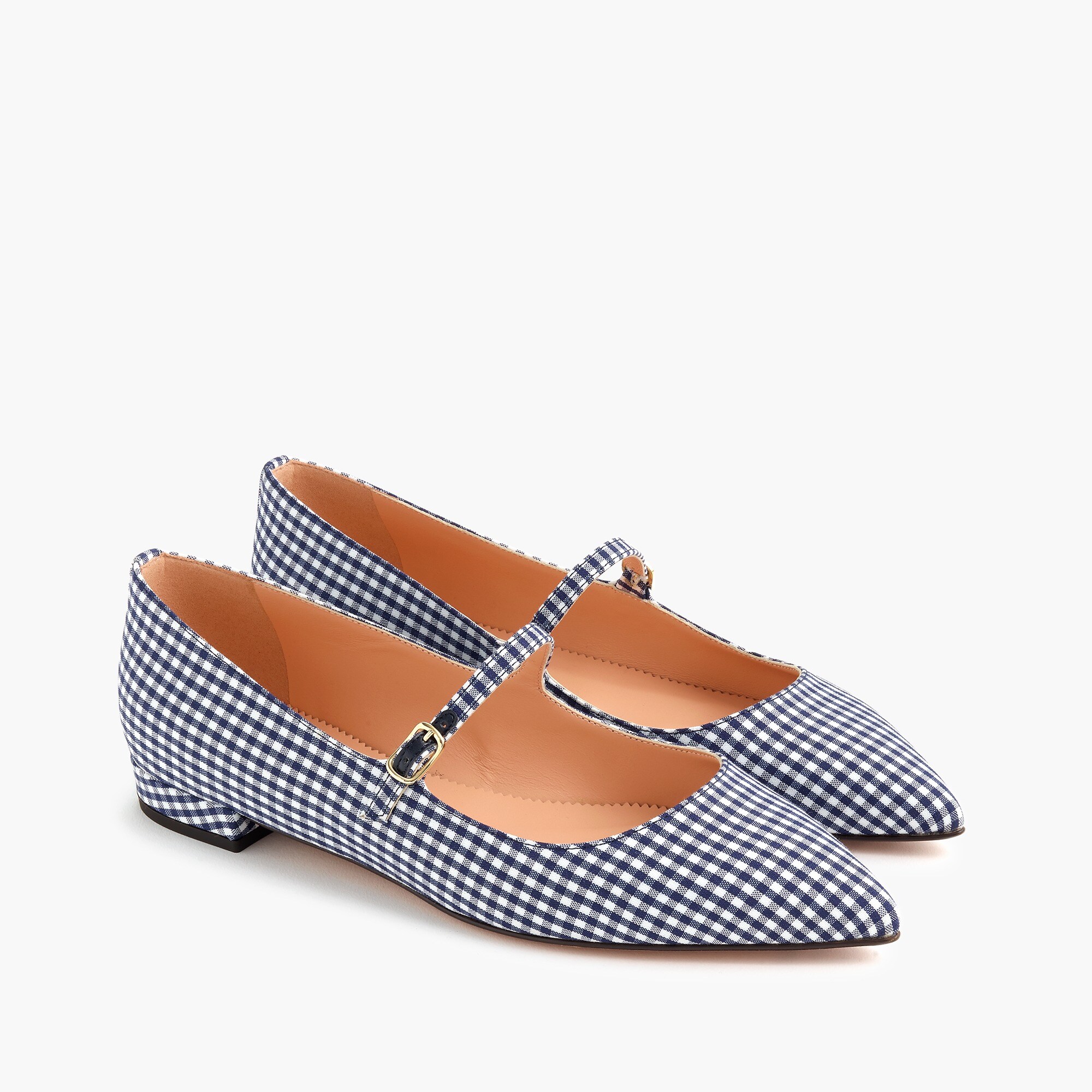 womens Pointed-toe Mary Jane flats in gingham