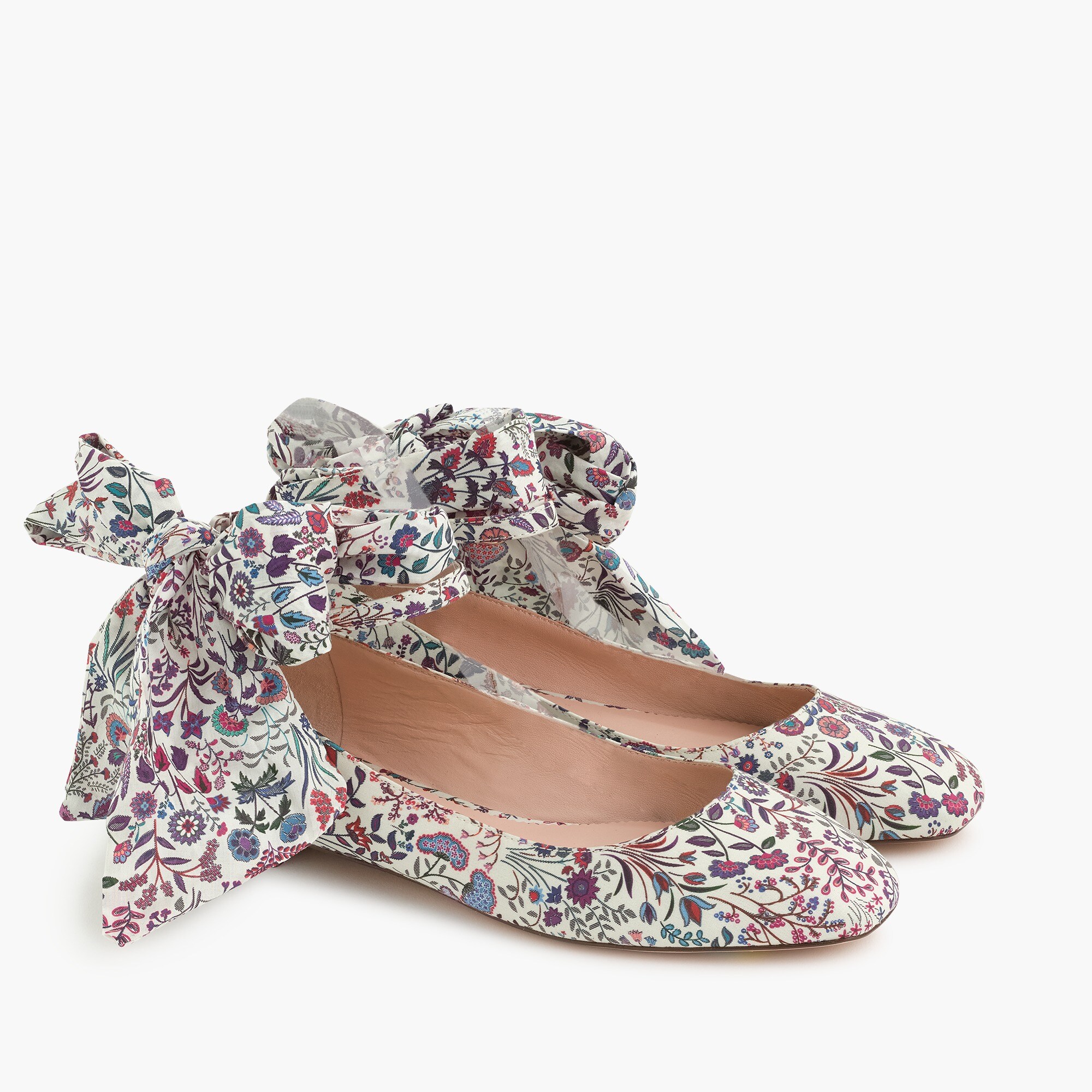 womens Poppy ankle-strap ballet flats with tie in Liberty® floral