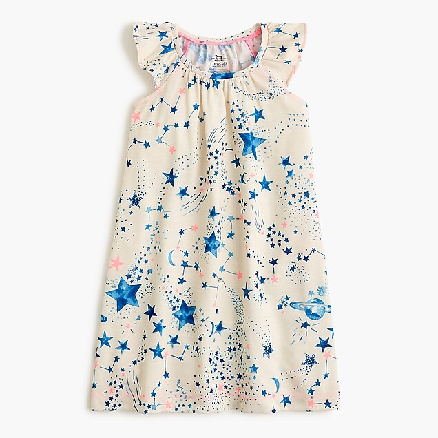 flutter-sleeve nightgown in constellations - girls' pajamas, right side, view zoomed