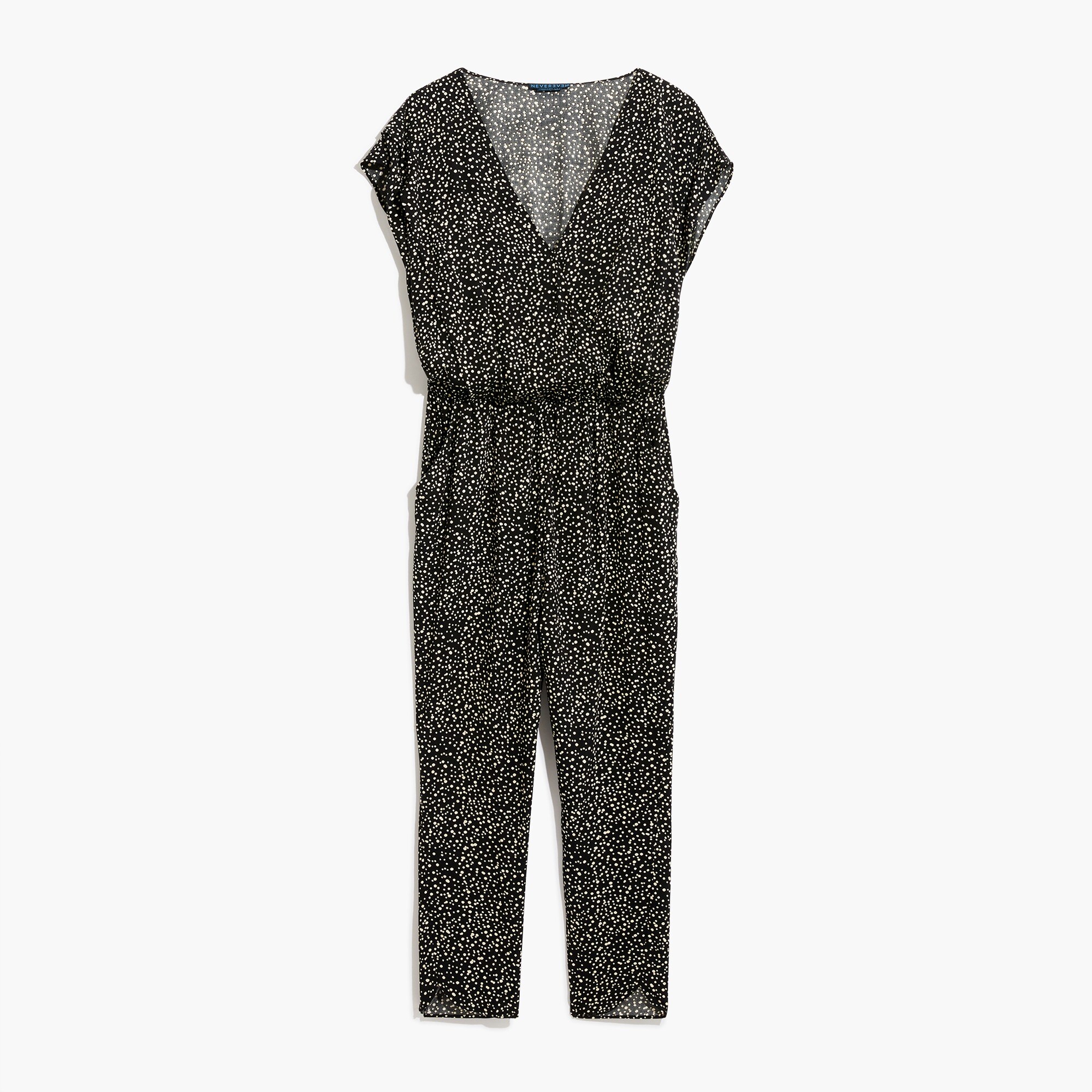 Nevereven cross-front jumpsuit in scatter-dot print