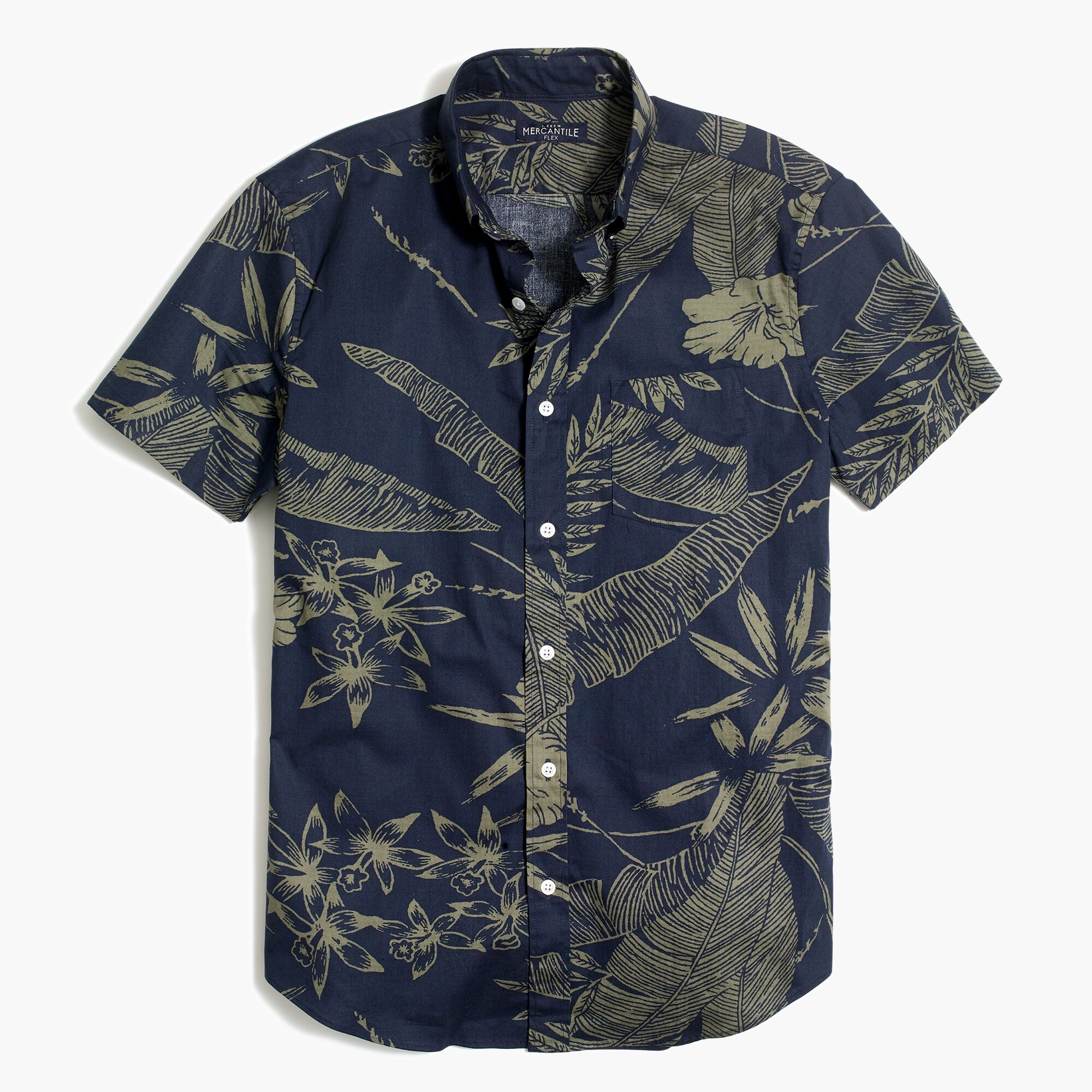 printed slim flex casual short sleeve shirt for men