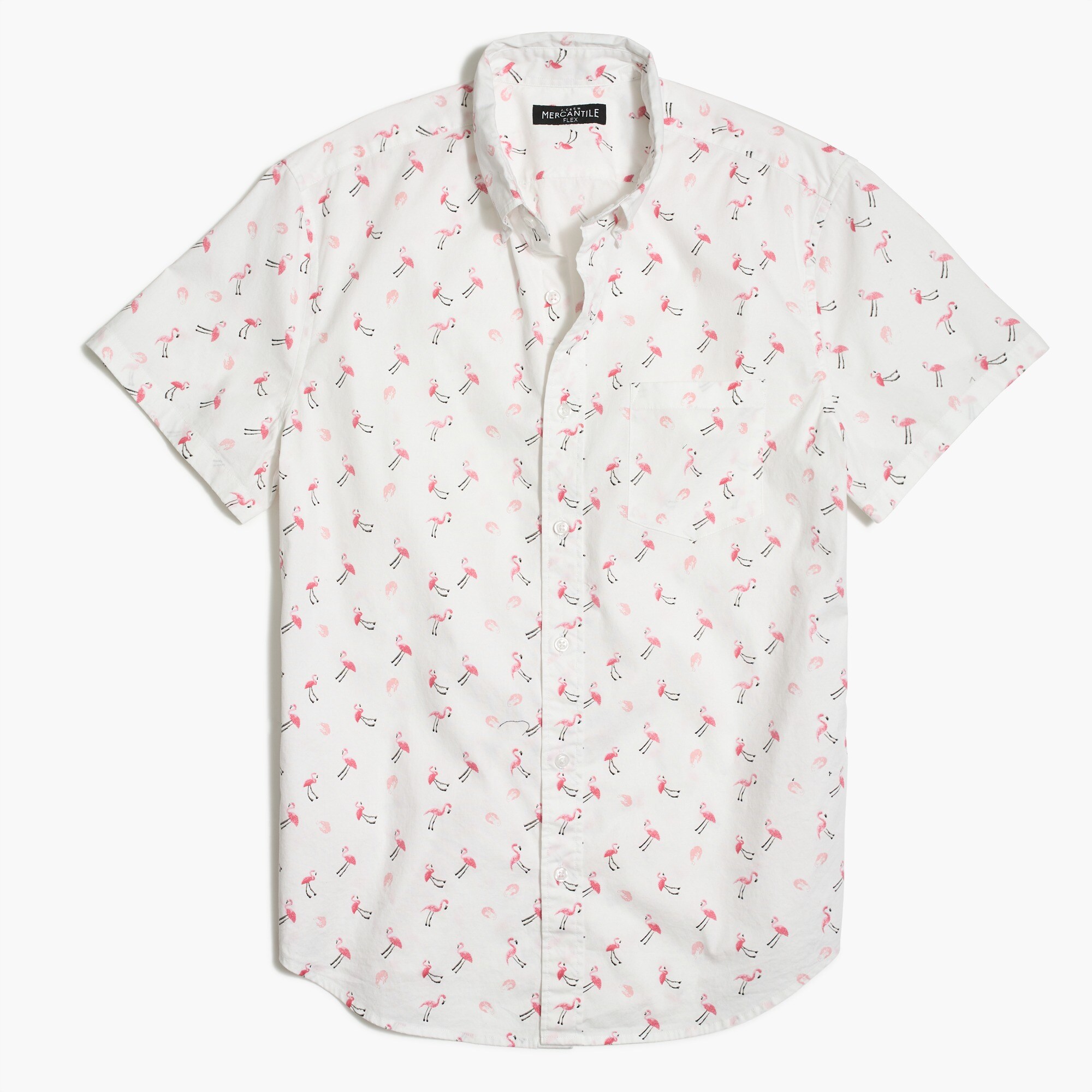 printed slim flex casual short sleeve shirt for men