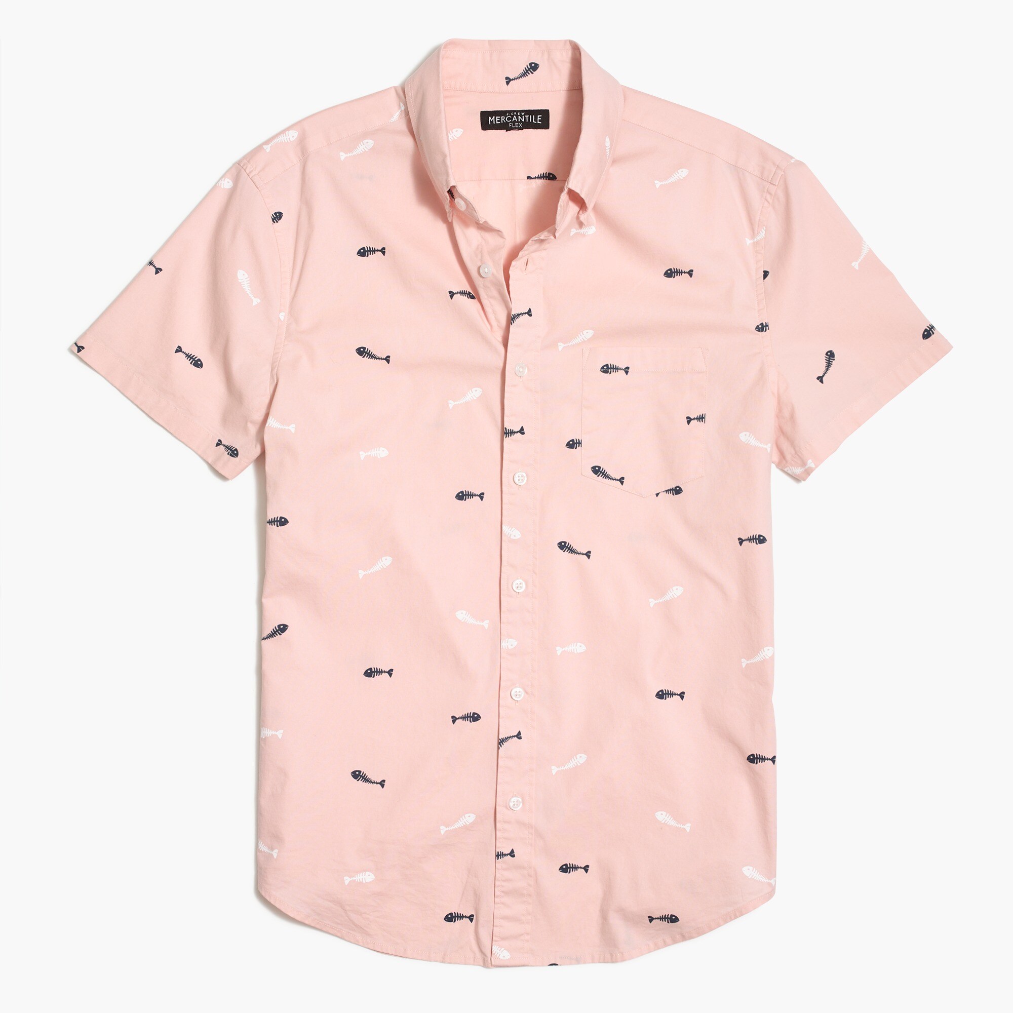 Slim flex washed short-sleeve shirt in print