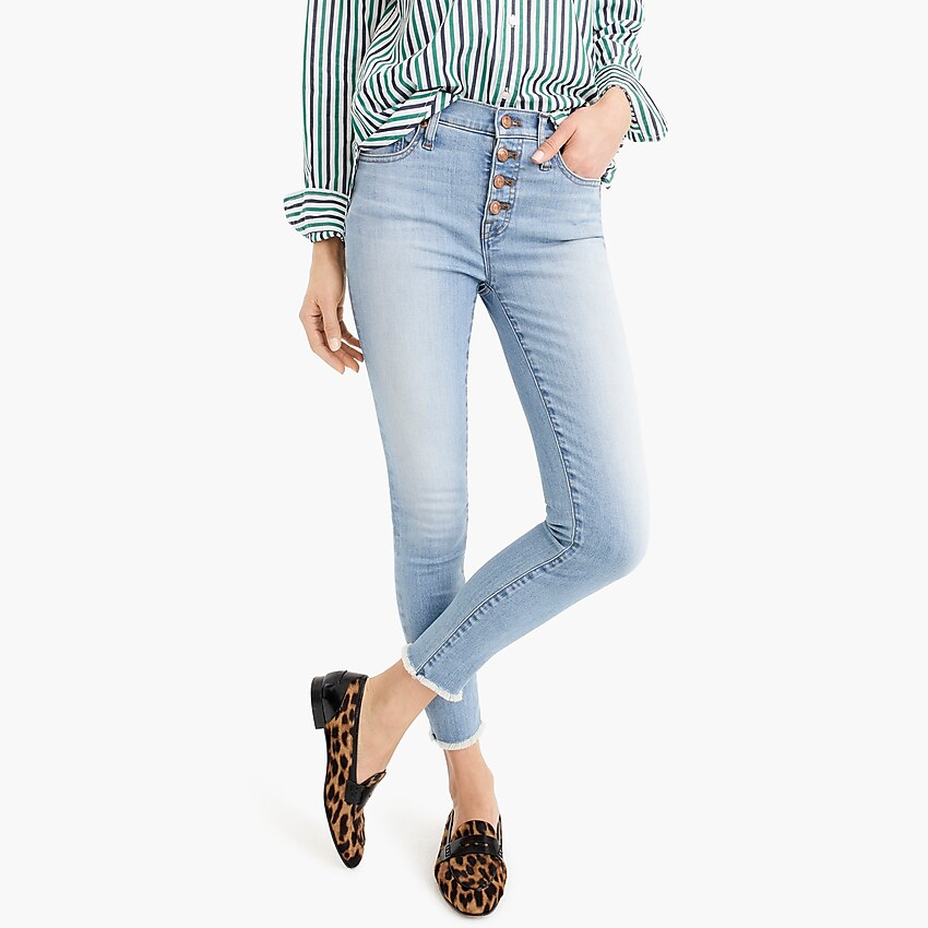 j.crew: eco 9&quot; high-rise toothpick jean in light worn wash, right side, view zoomed