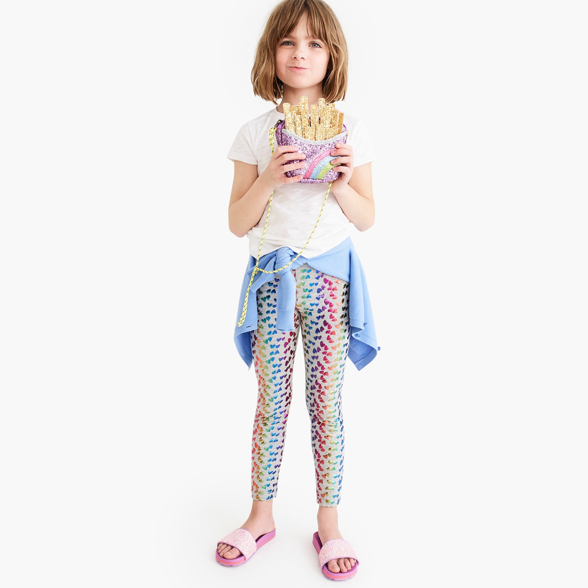  Girls' everyday leggings in shiny hearts