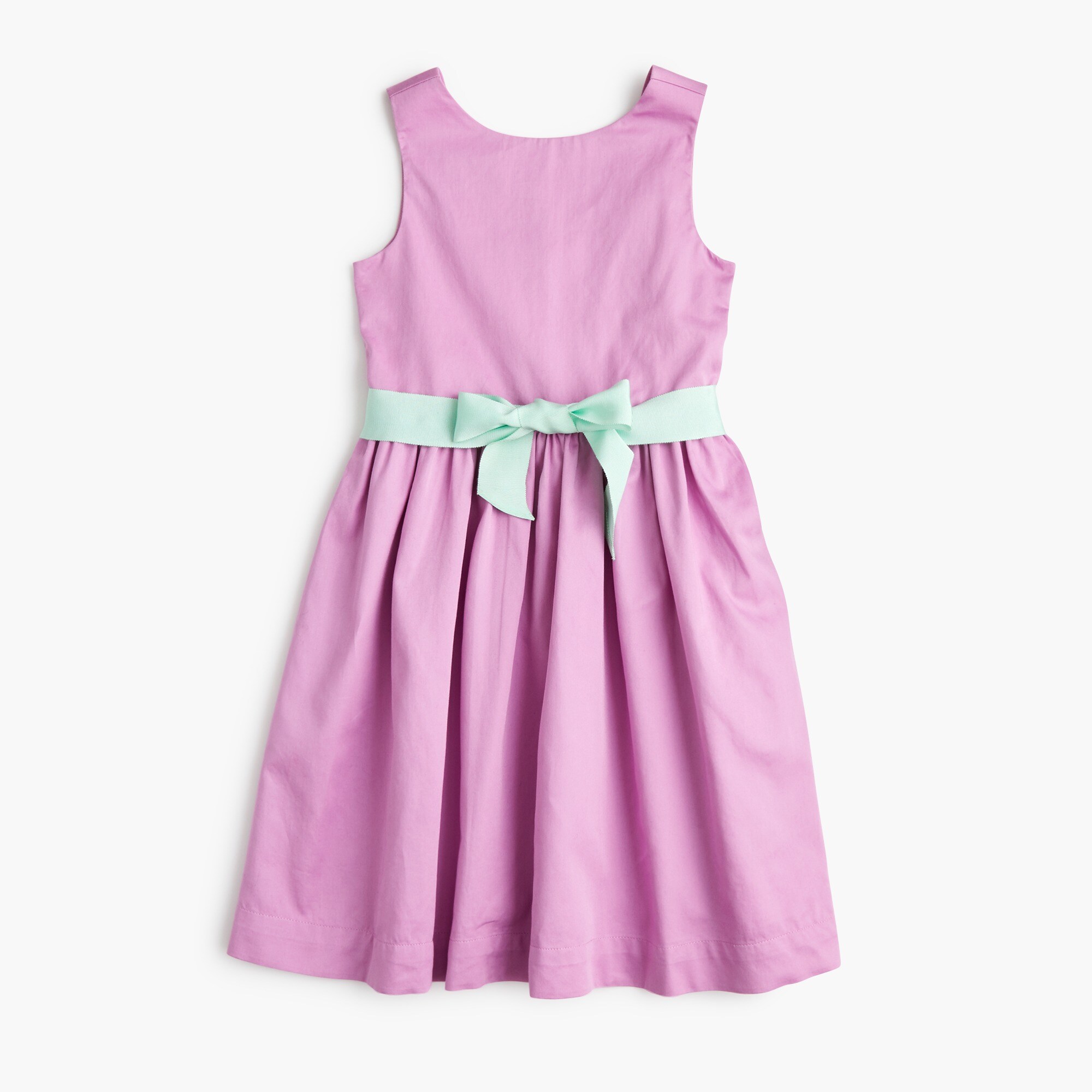  Girls' dress with contrasting tie-waist