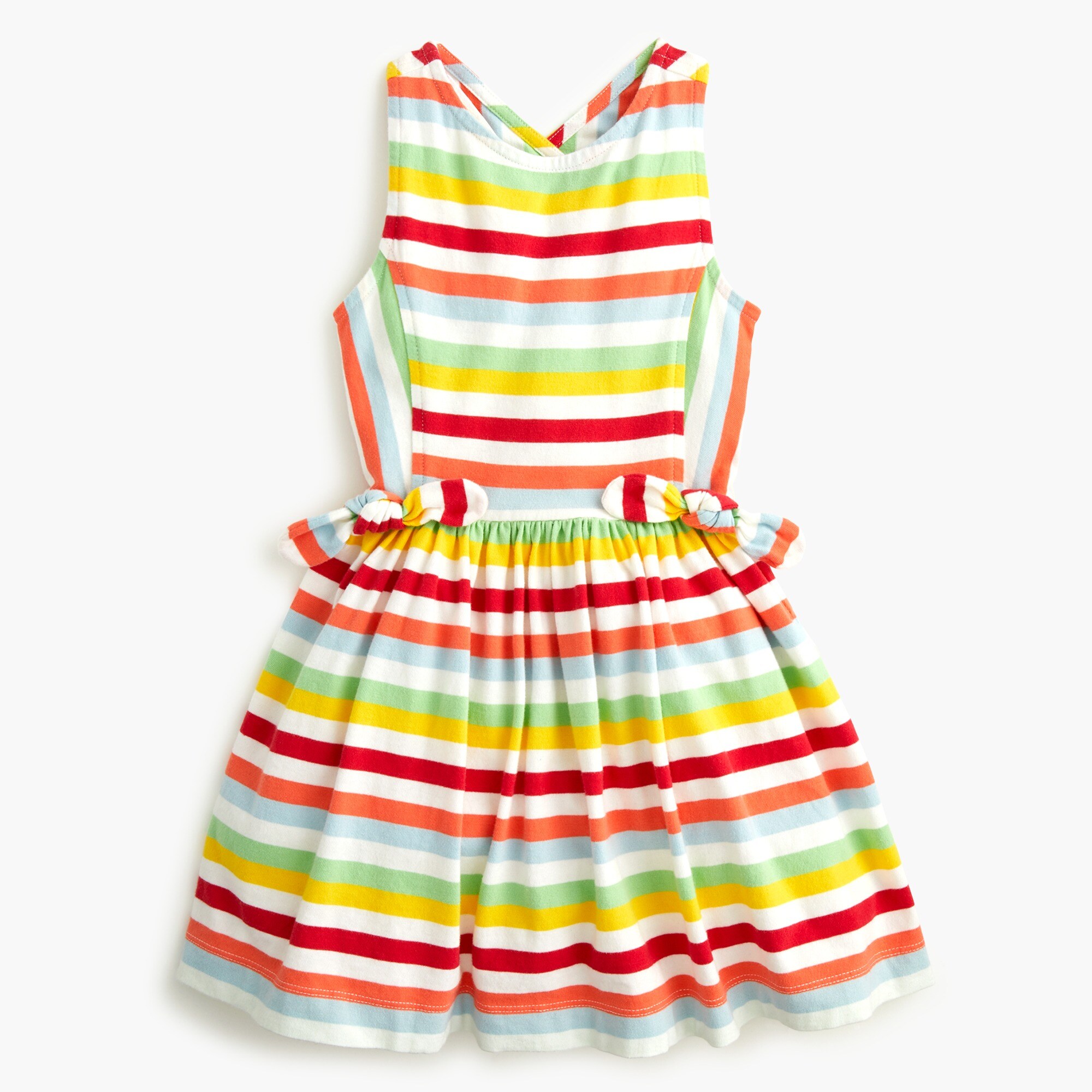  Girls' cross-back dress in rainbow stripe