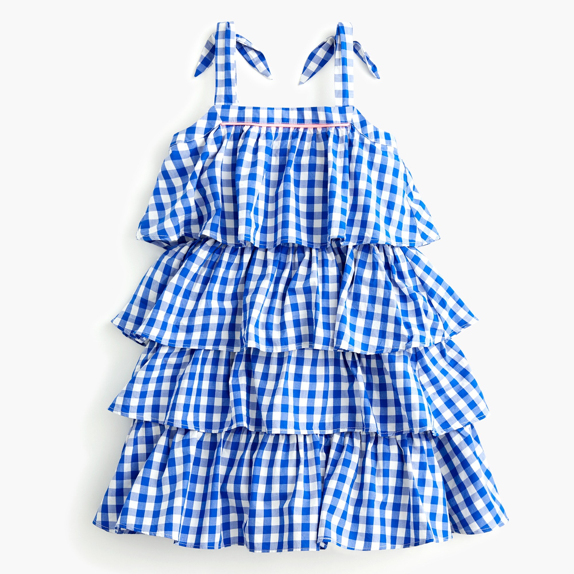  Girls' tiered ruffle dress in gingham