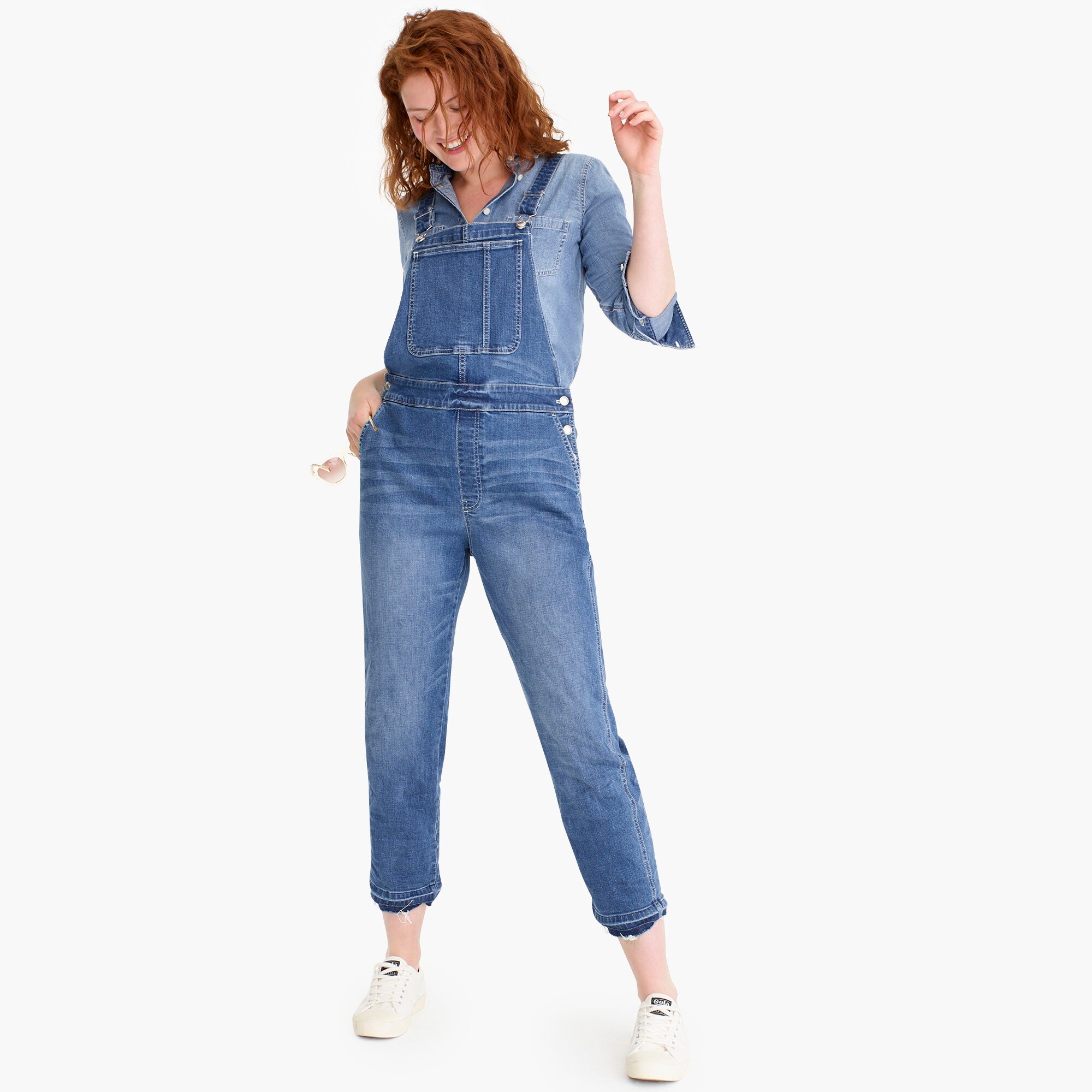 womens Straight-leg overall with let-down hem