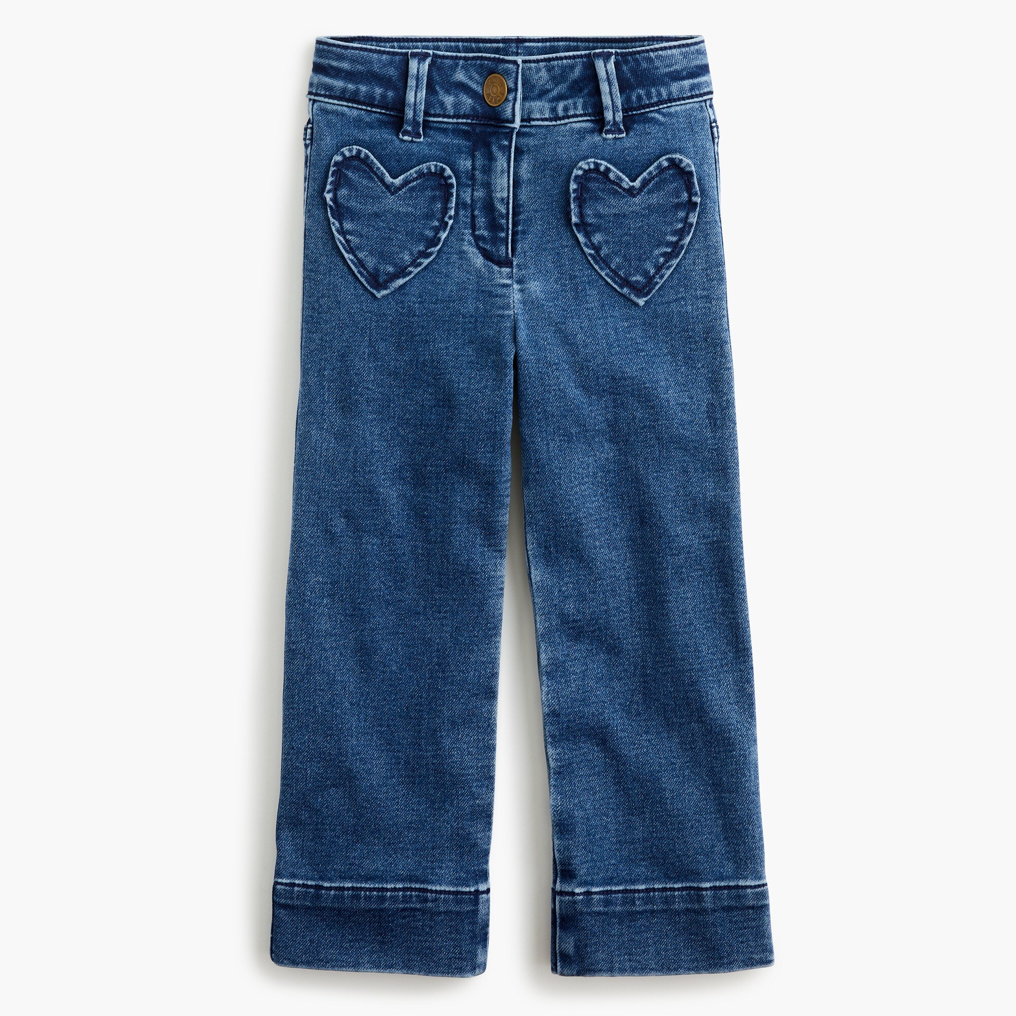  Girls' cropped wide-leg jean with heart pockets