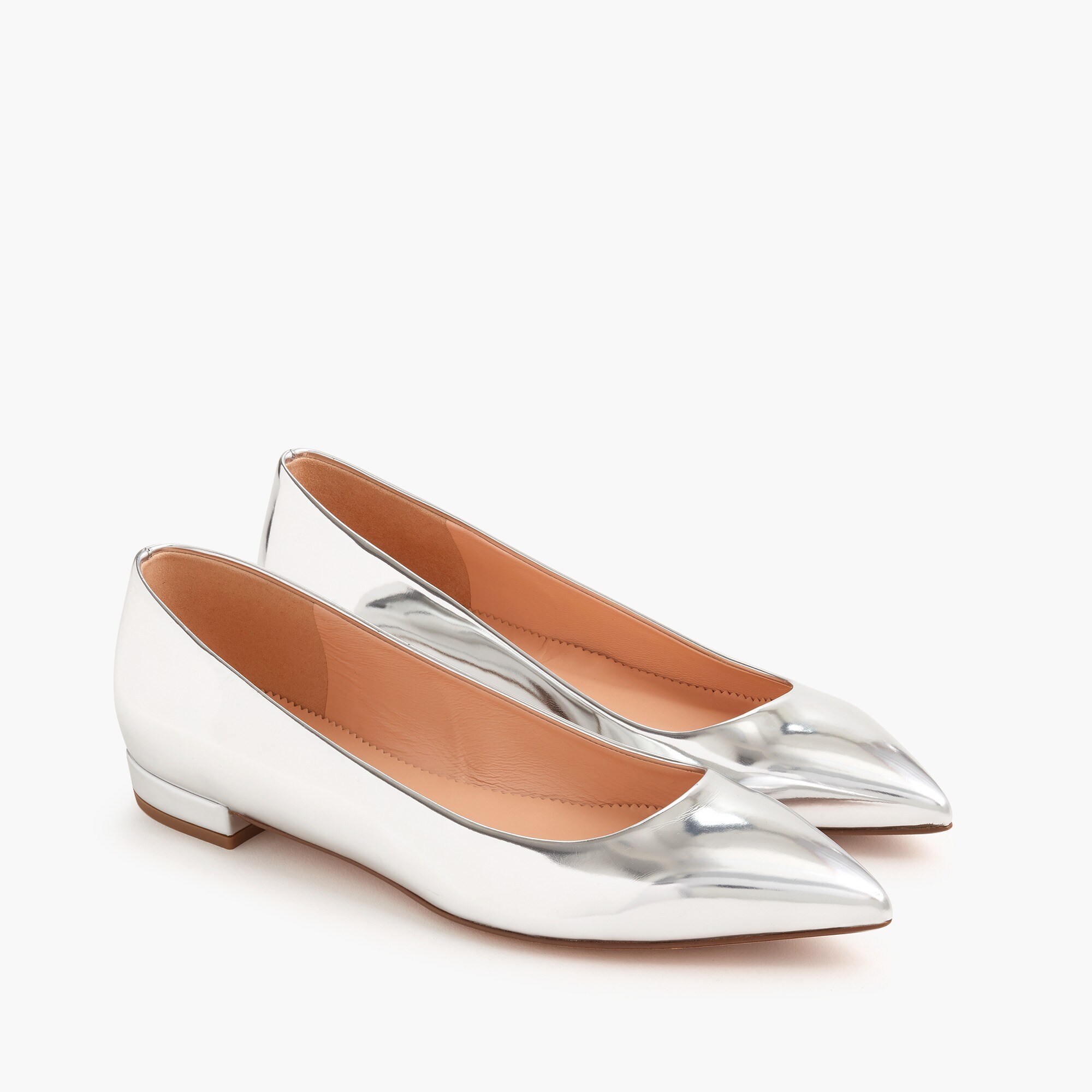 womens Pointed-toe flats in mirror metallic