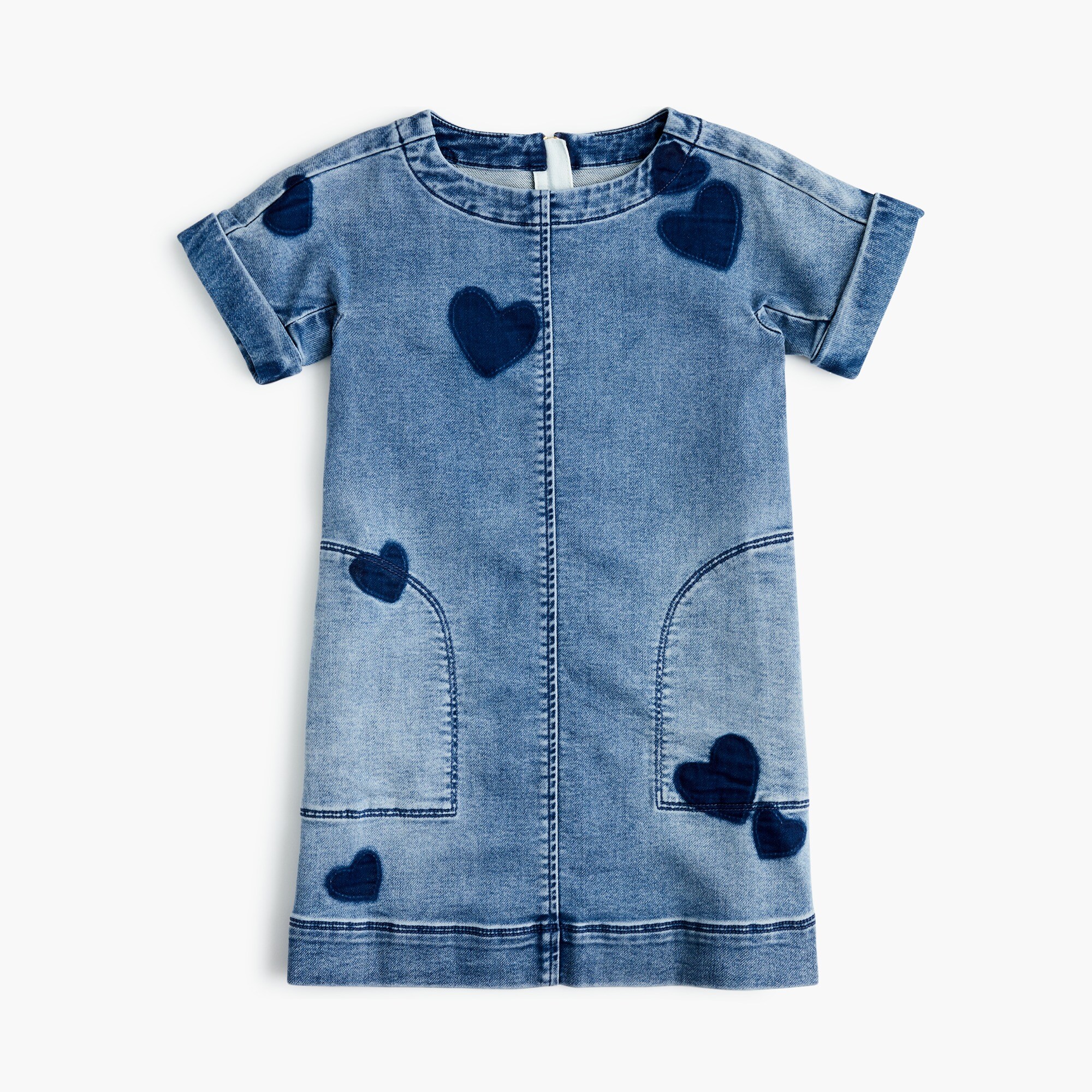  Girls' denim dress with hearts