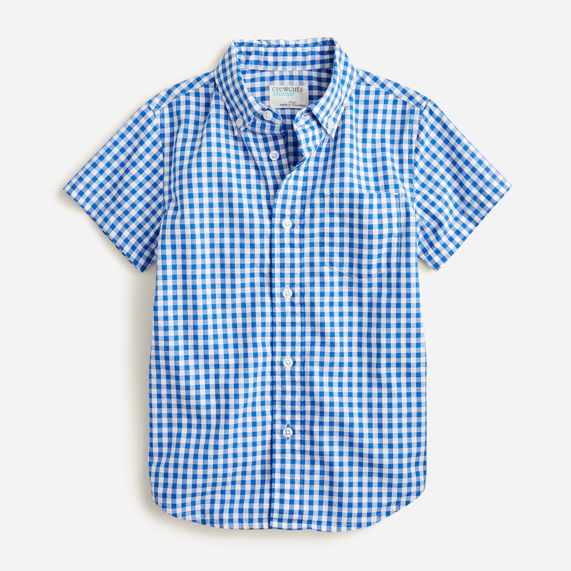 boys' short-sleeve gingham flex cotton poplin shirt for boys
