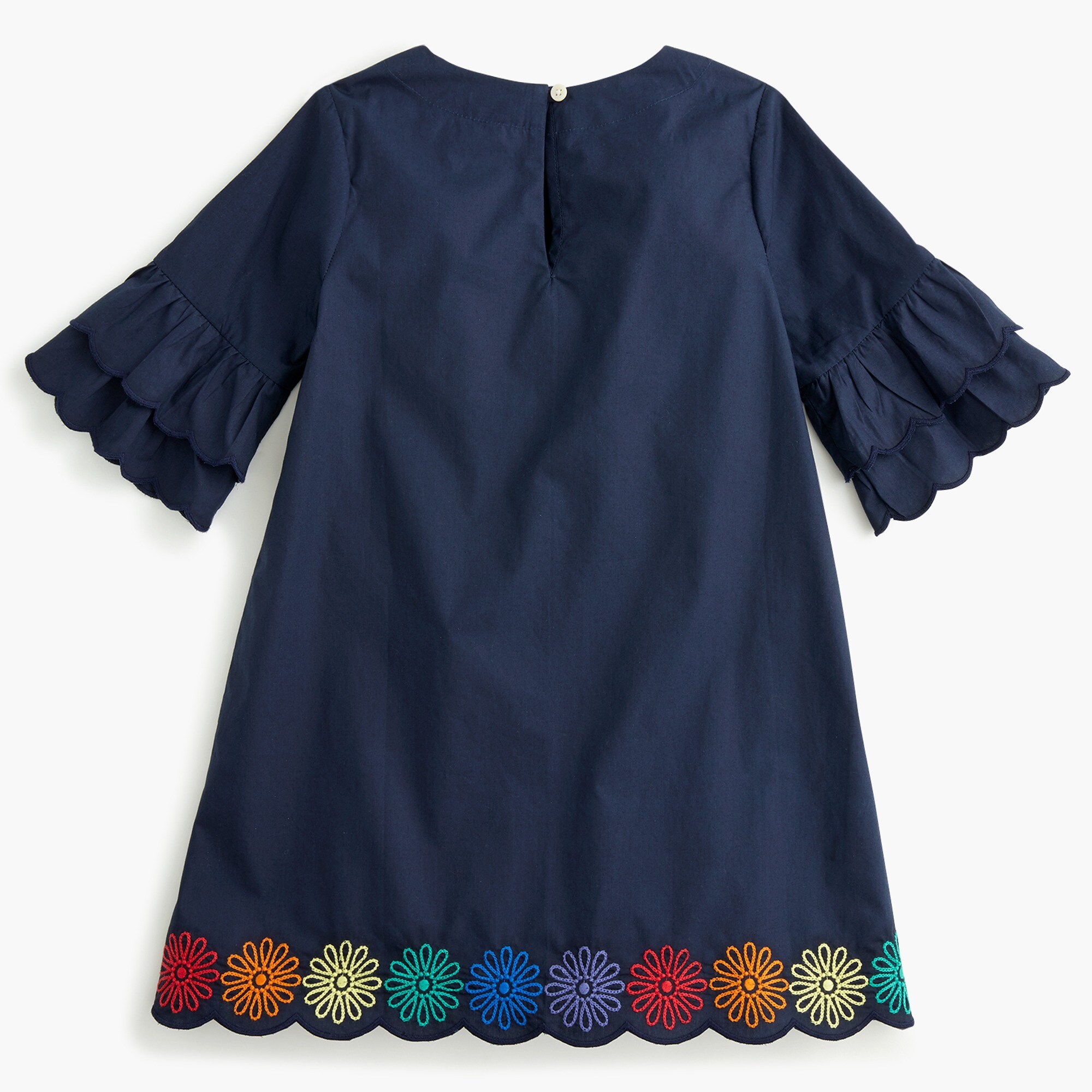 girls' embroidered dress in poplin - girls' dresses, right side, view zoomed