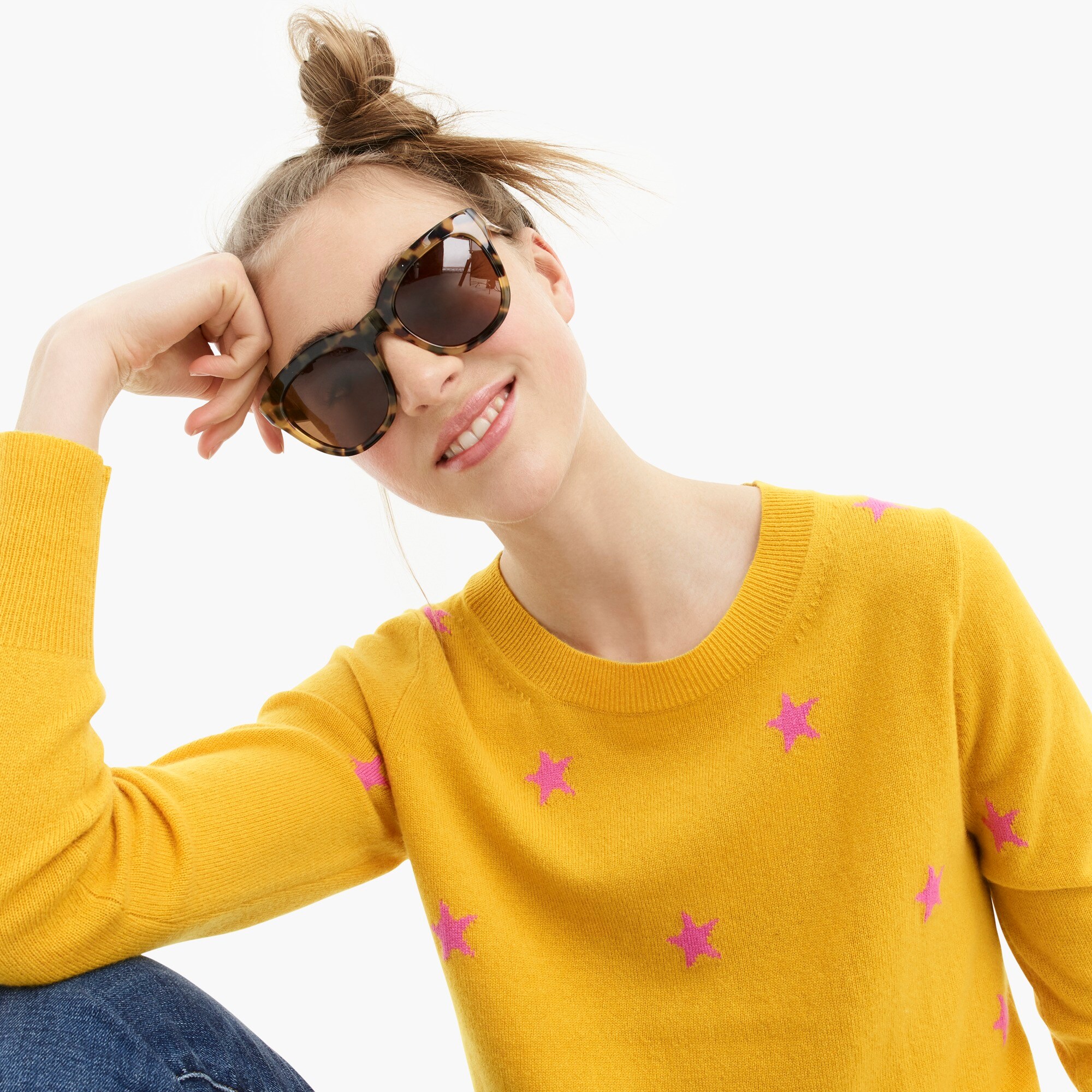 womens Long-sleeve everyday cashmere crewneck sweater in star