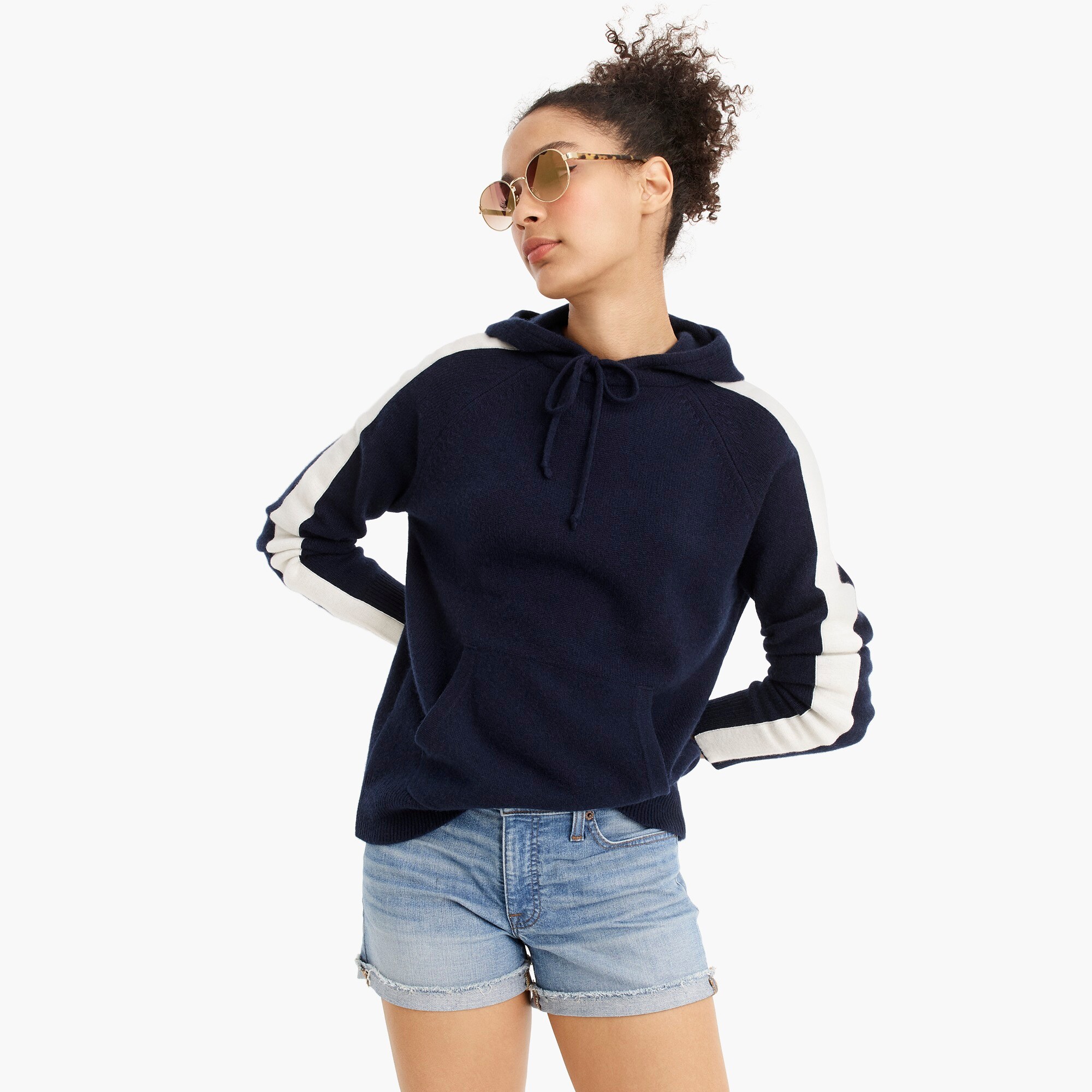 womens Hoodie sweater in striped everyday cashmere