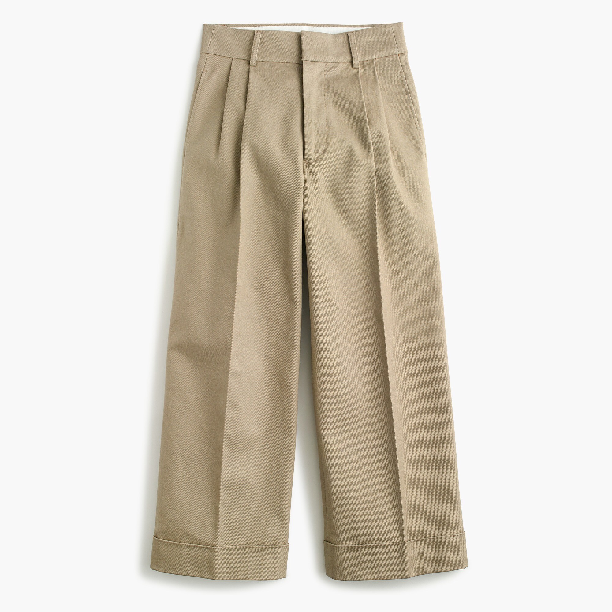 Wide-leg cropped pant in stretch twill