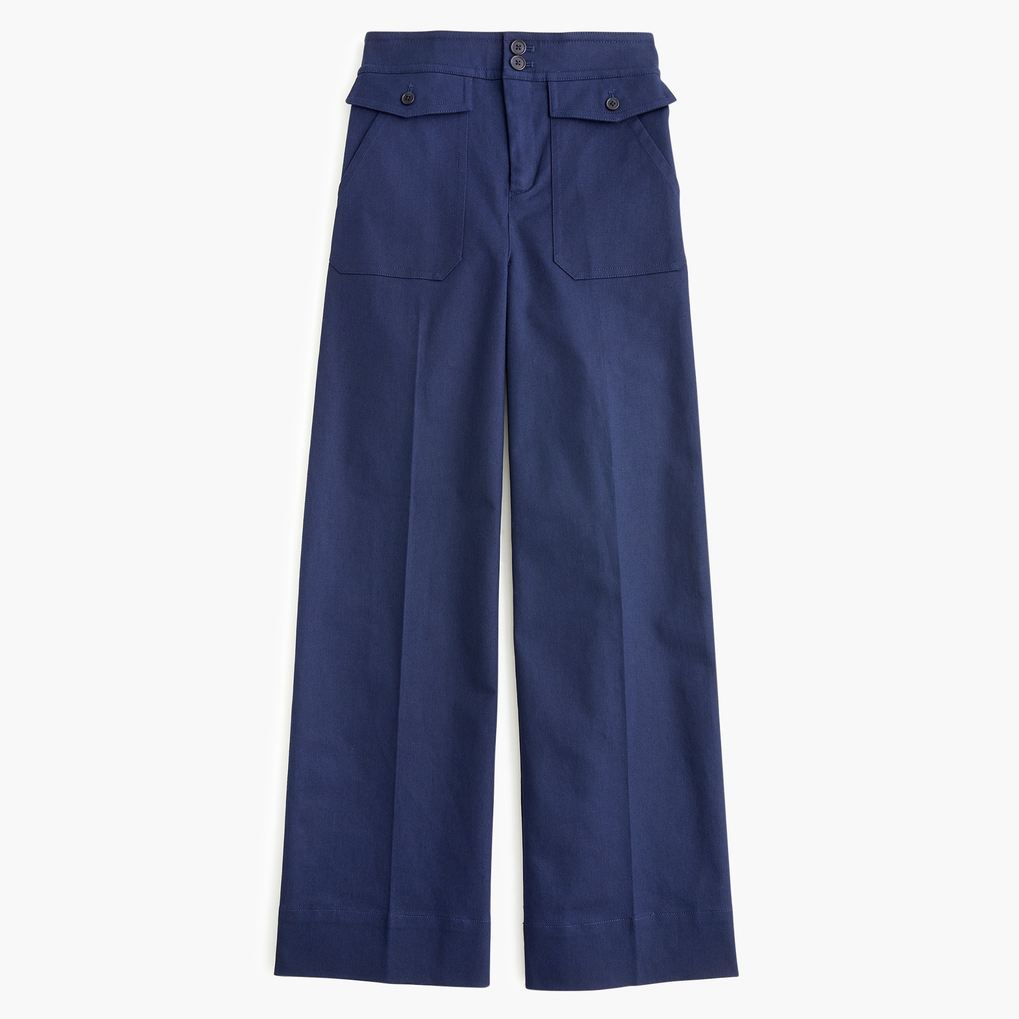 Officer patch-pocket wide-leg pant in stretch twill