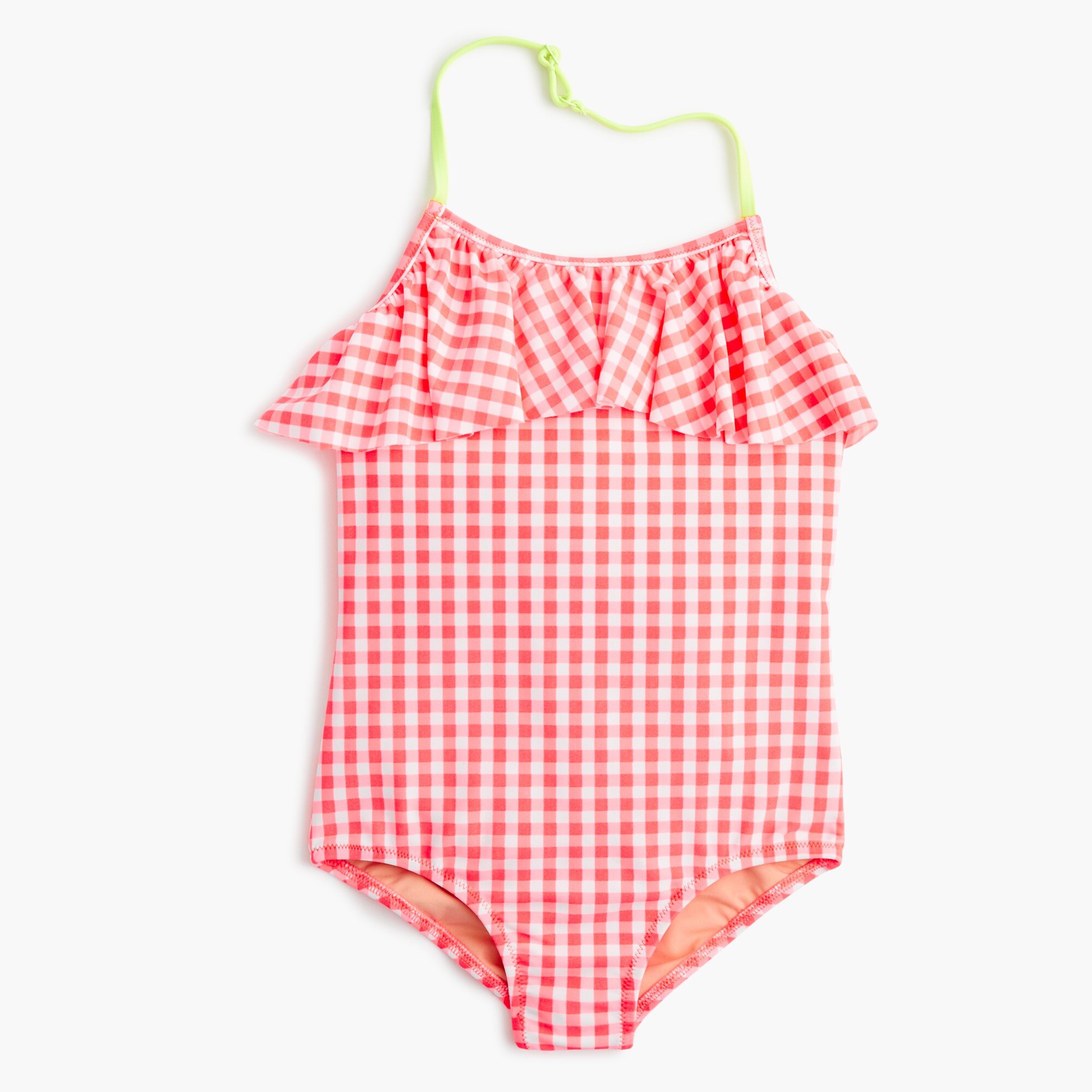 J.Crew Girls' Ruffle Onepiece Swimsuit In Gingham