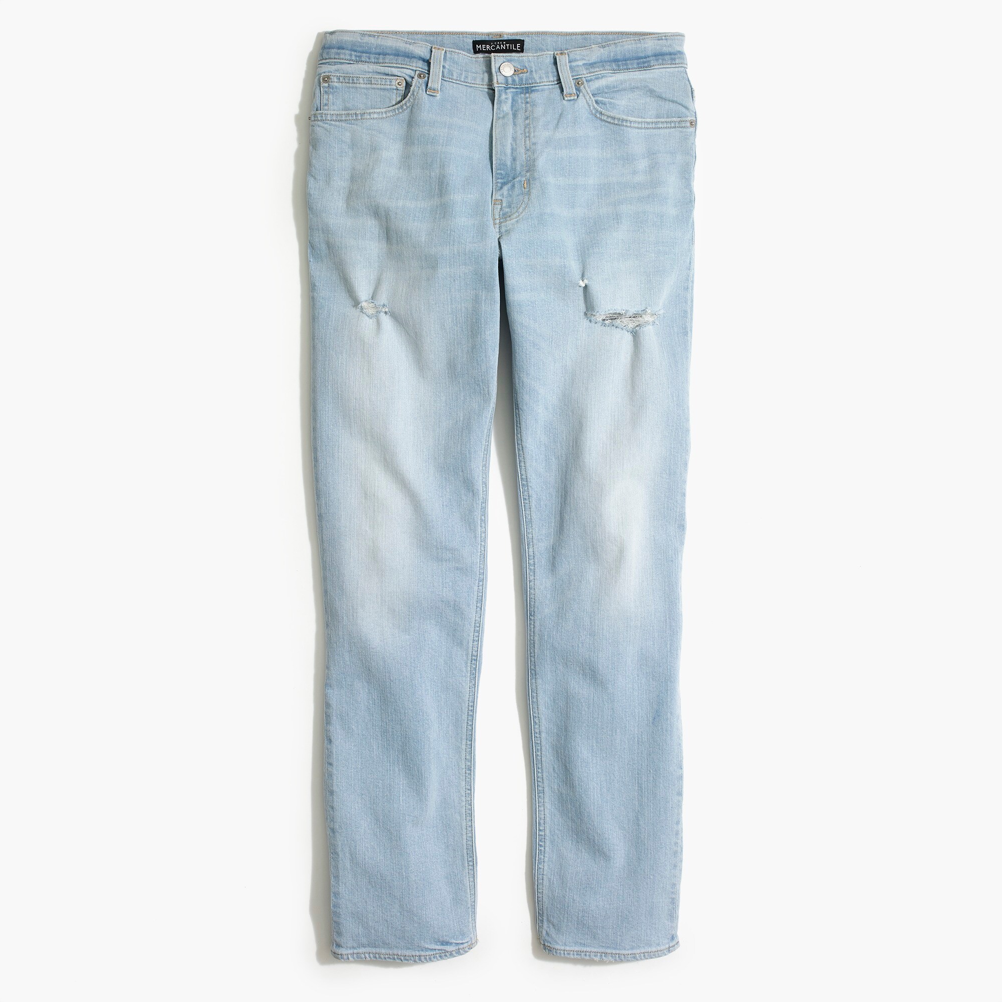 slim-fit flex jean in destroyed light wash for men