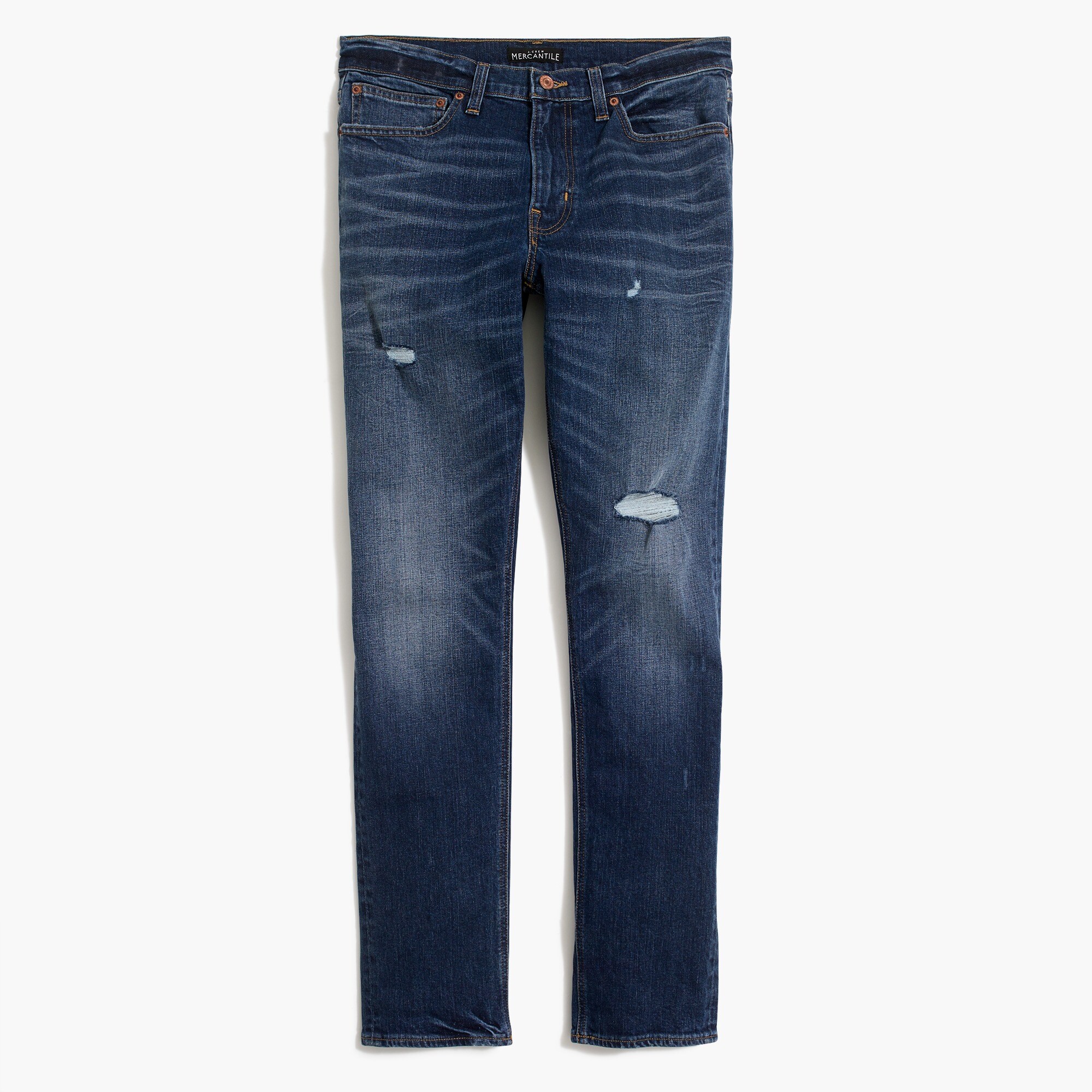 slim-fit flex jean in destroyed medium wash for men