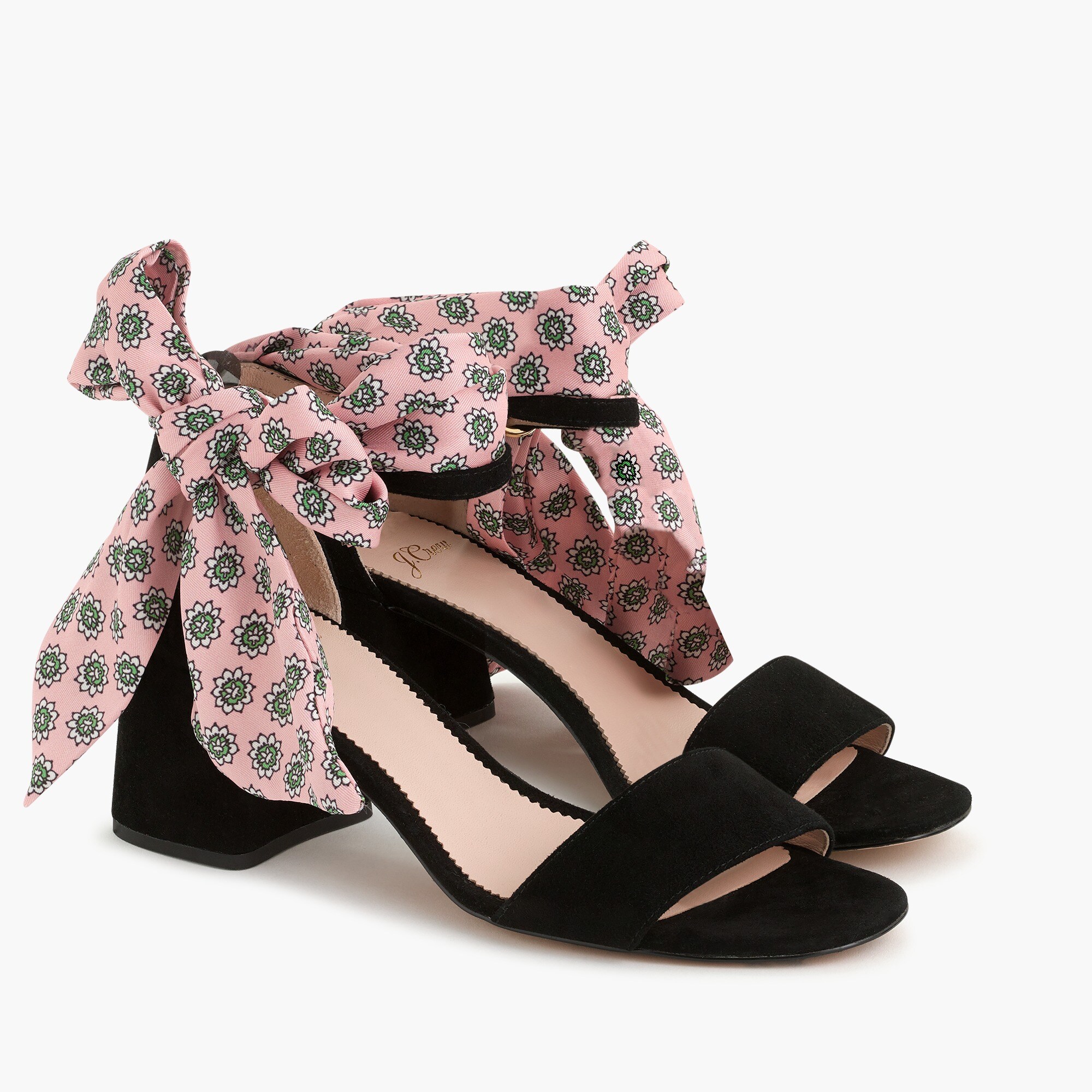 Penny ankle-strap sandals in suede with scarf tie