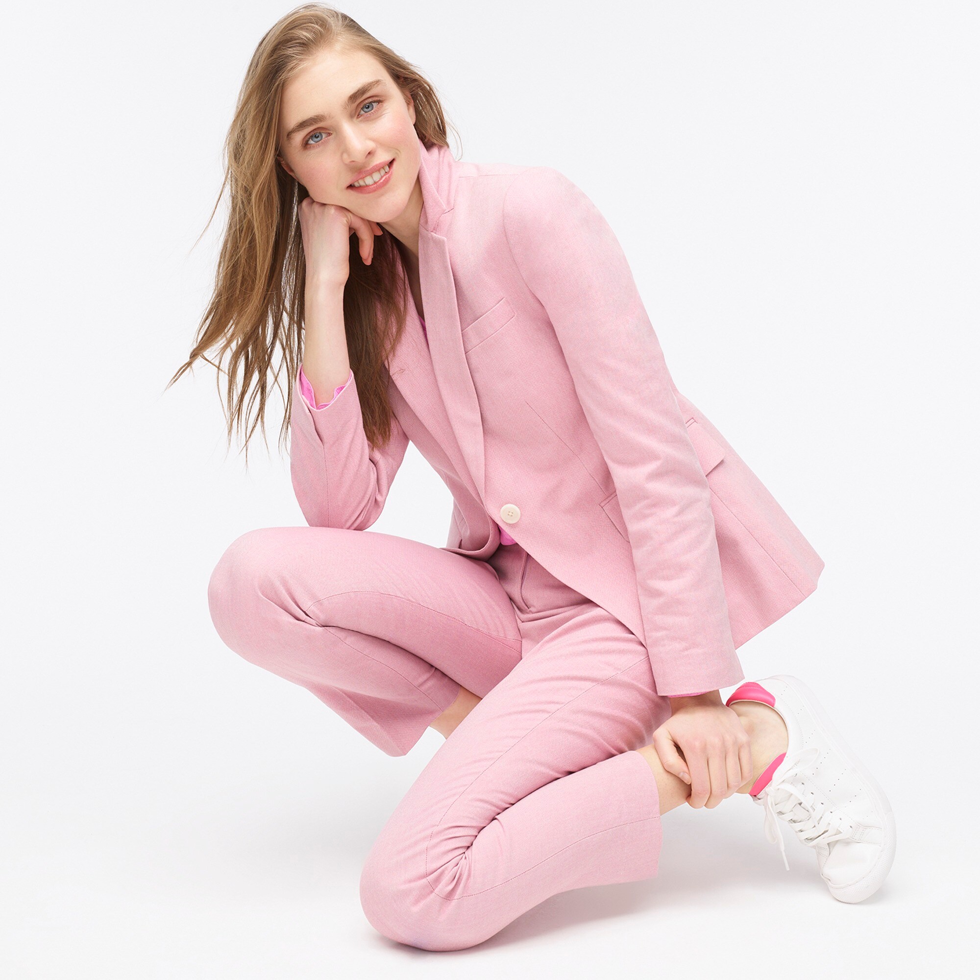 Slim single-button blazer in Italian cotton