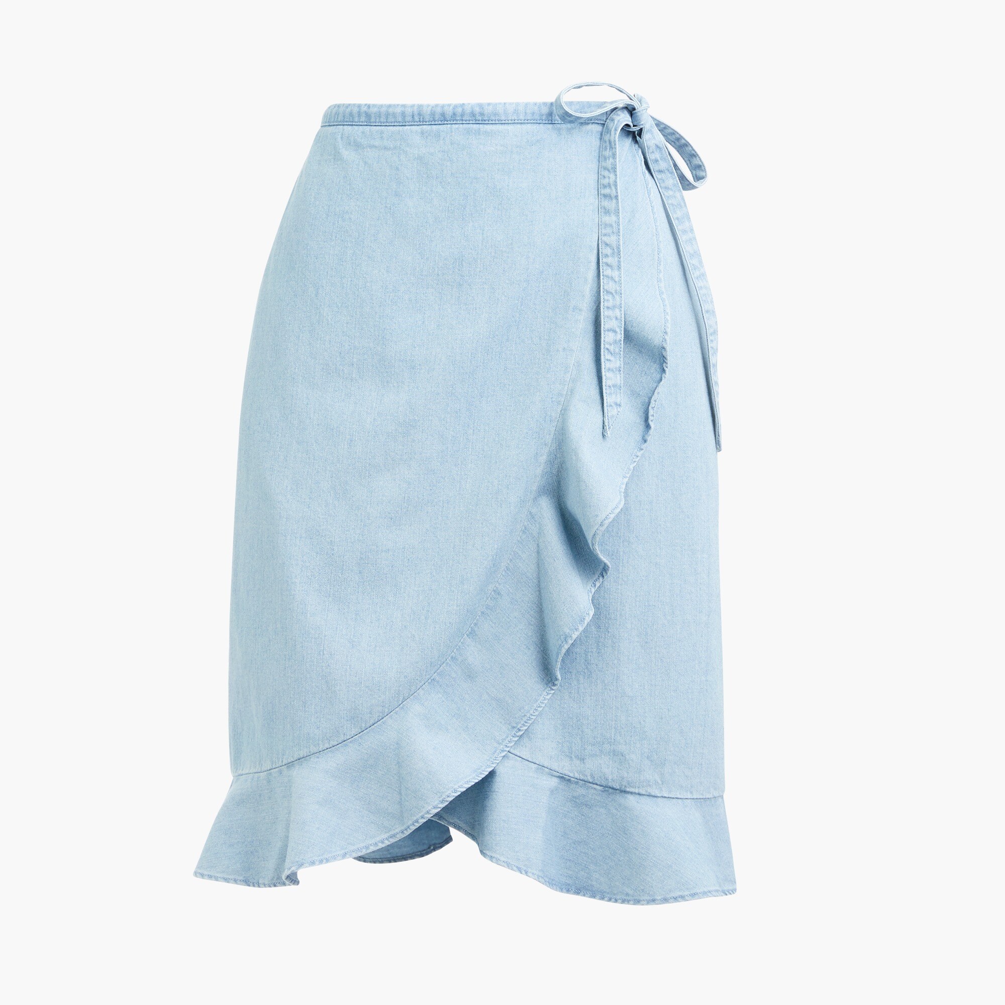 Chambray faux-wrap mini skirt