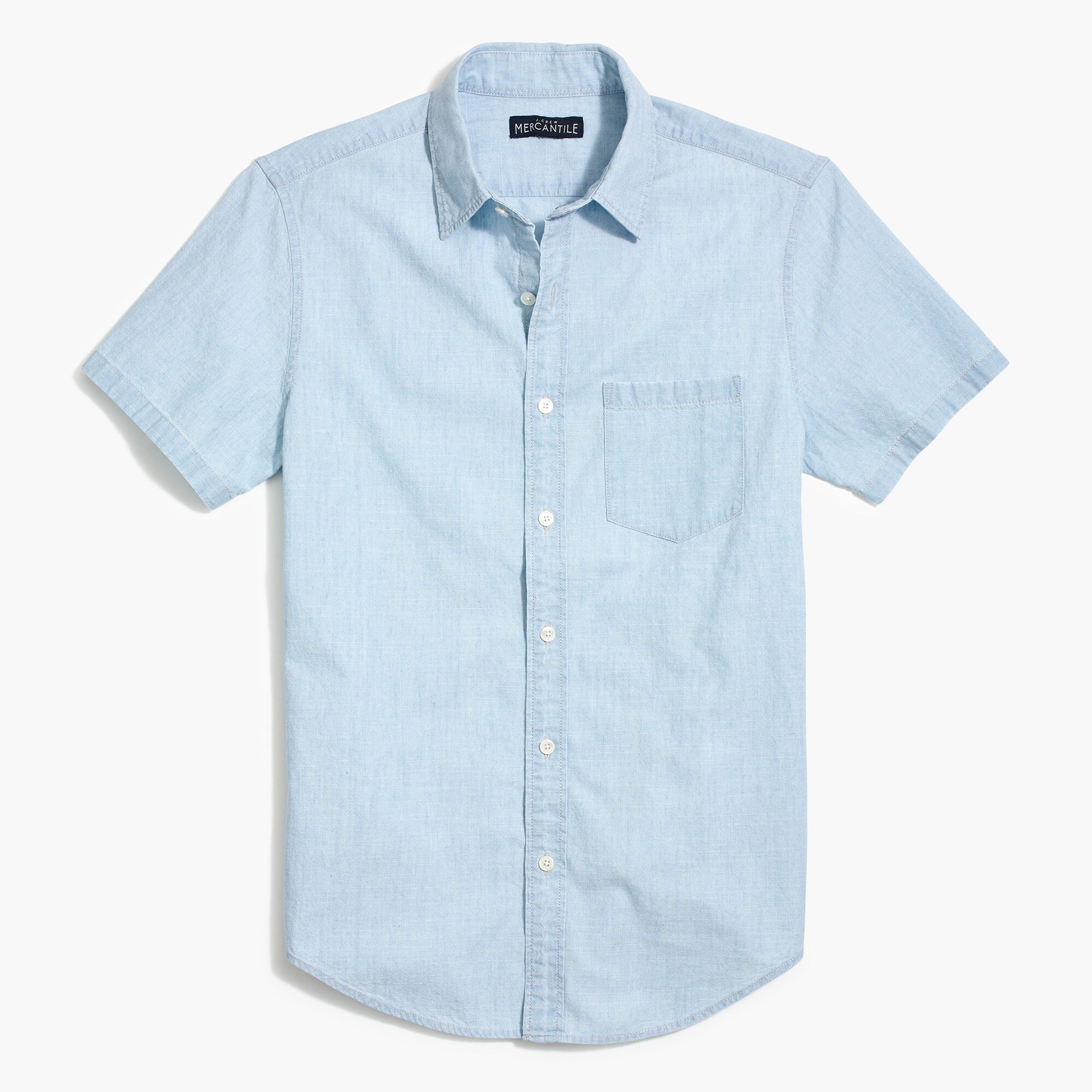 Factory: Short-sleeve Slim Chambray Shirt For Men