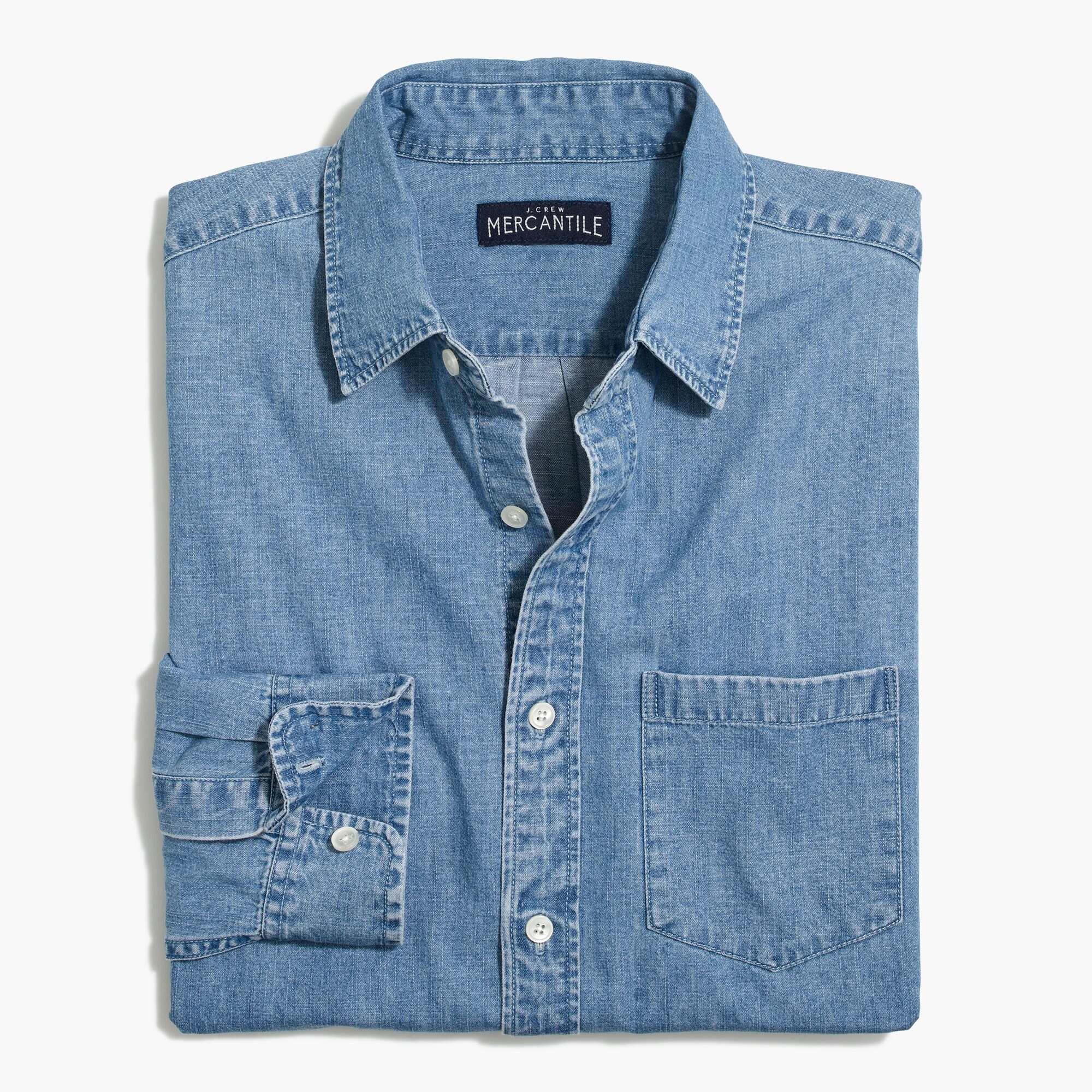 light wash denim regular casual shirt for men