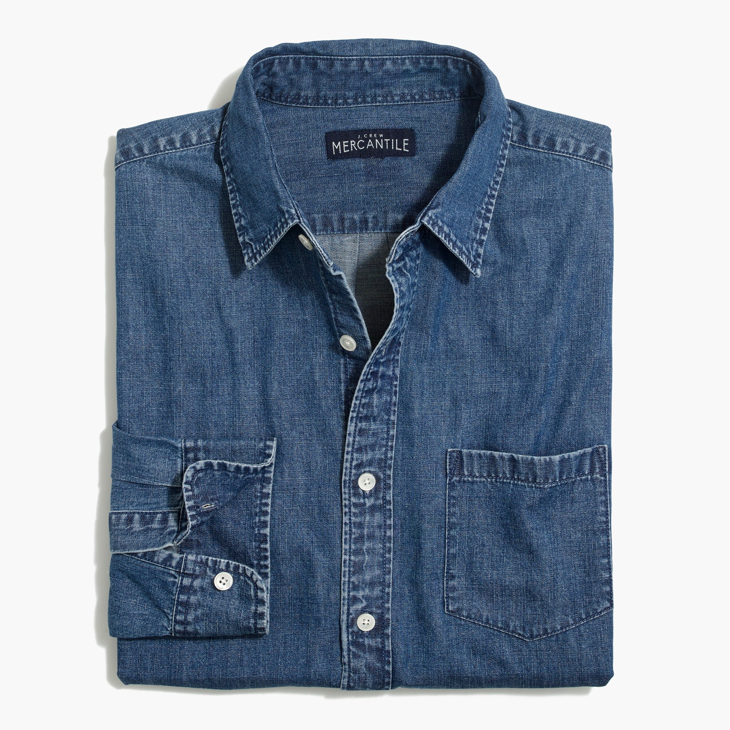 Medium wash denim regular casual shirt