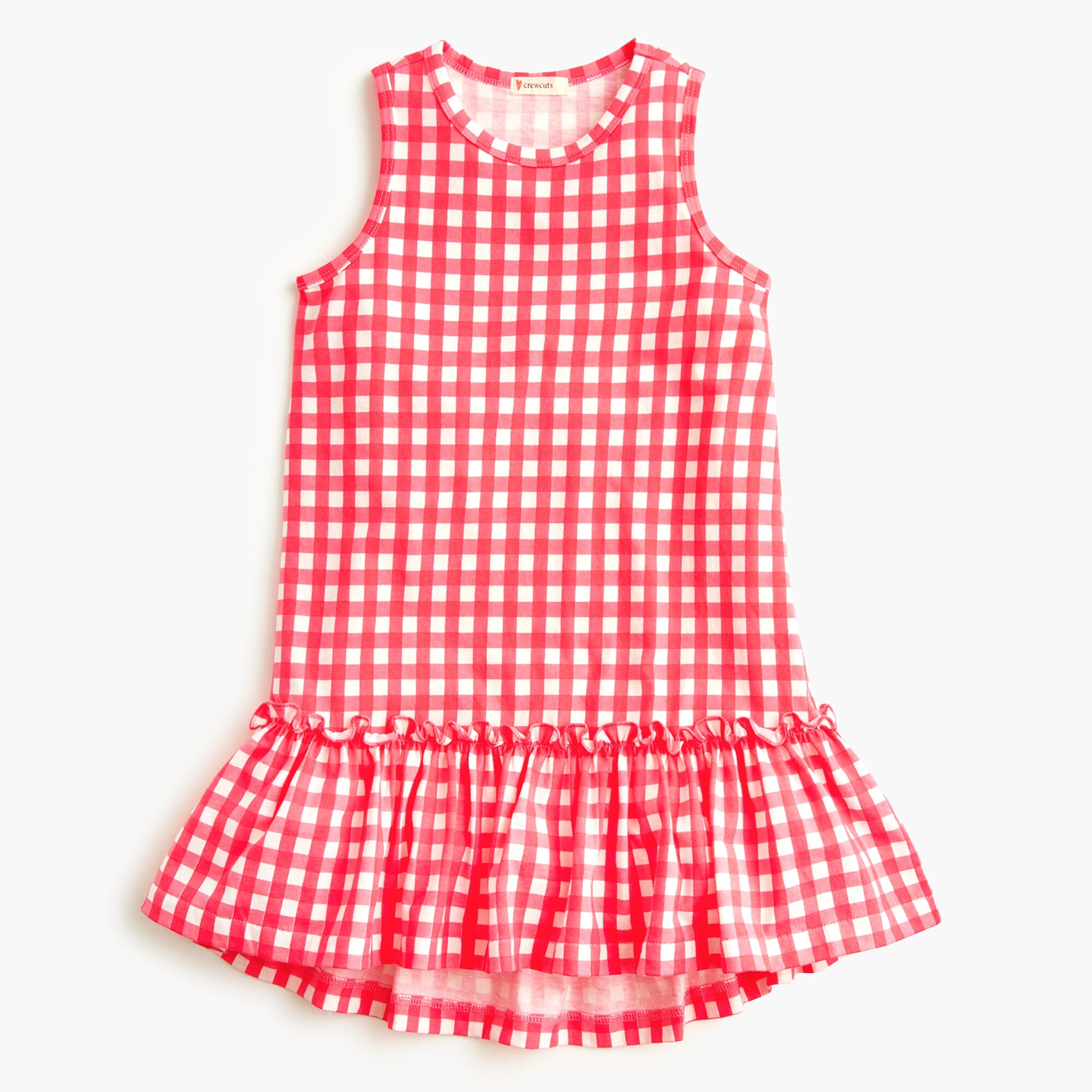  Girls' drop-waist dress in gingham