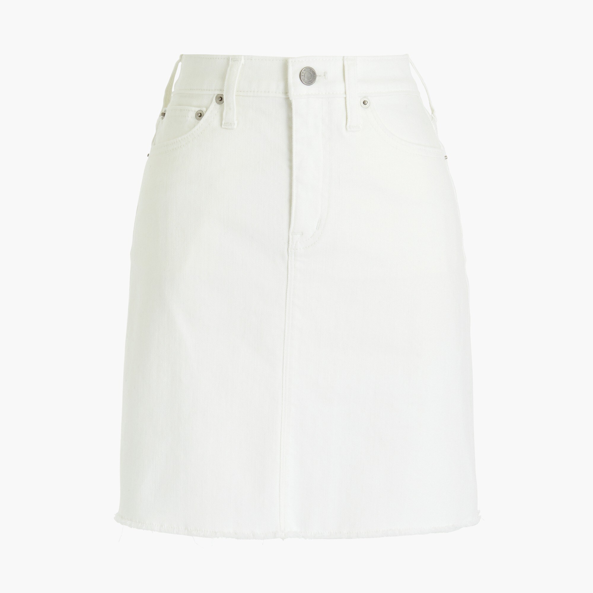 Raw edge denim mini skirt in chalk