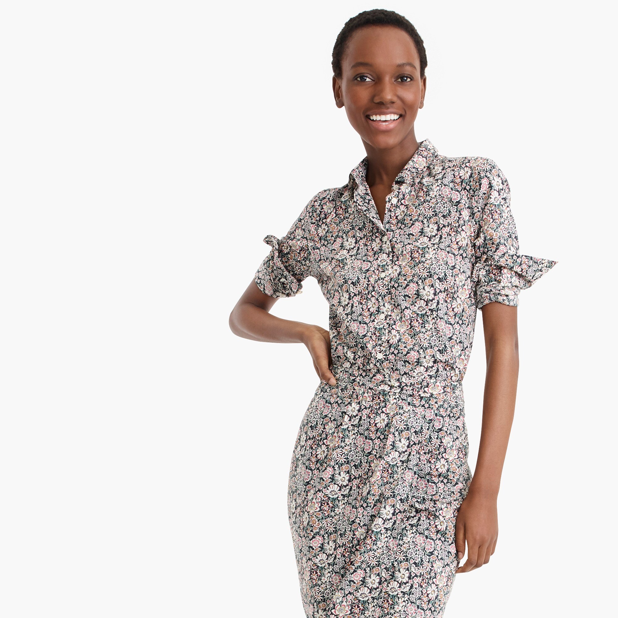 Slim Perfect Shirt In Liberty White Garden Women S Shirts J Crew