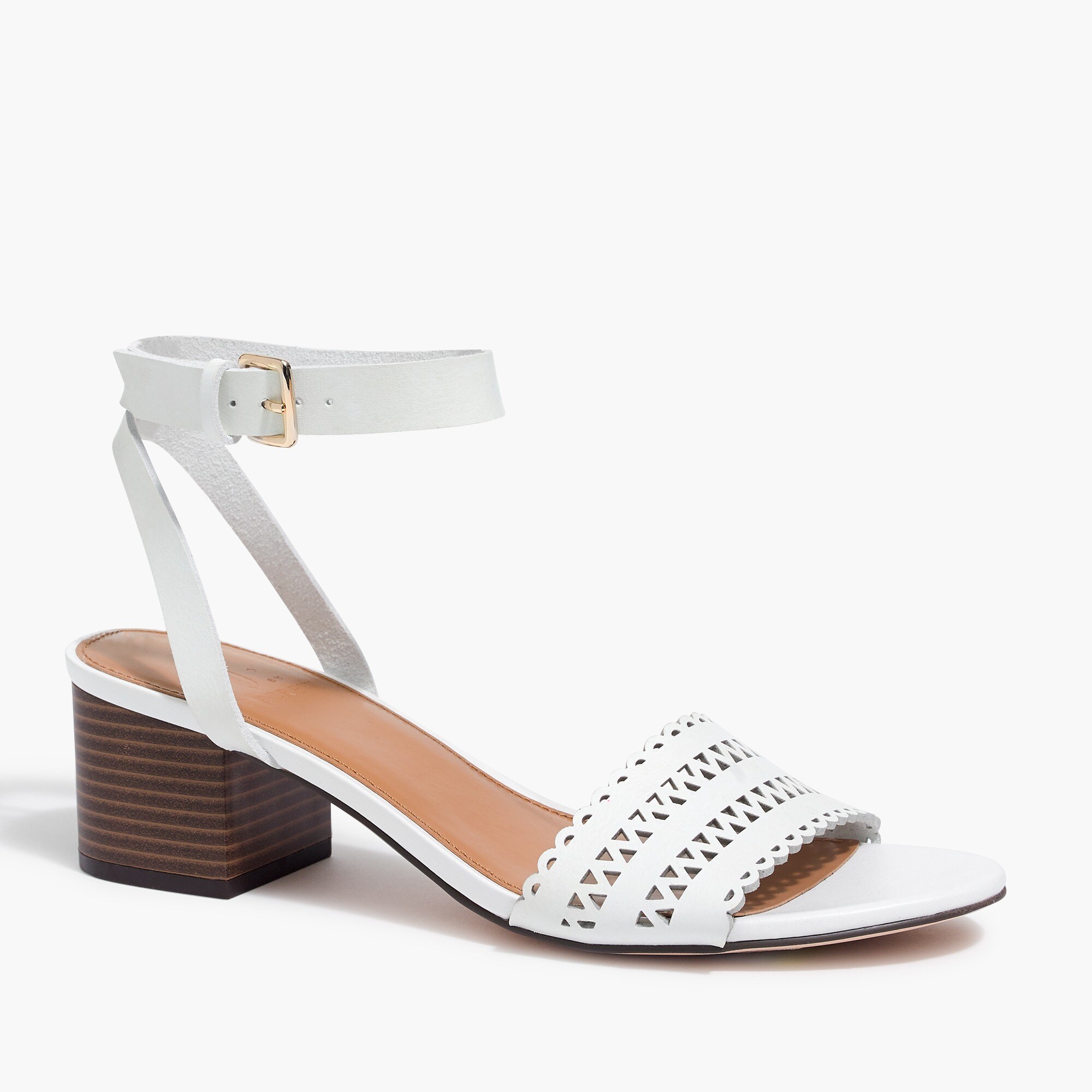 Block heel sandals with cut-outs