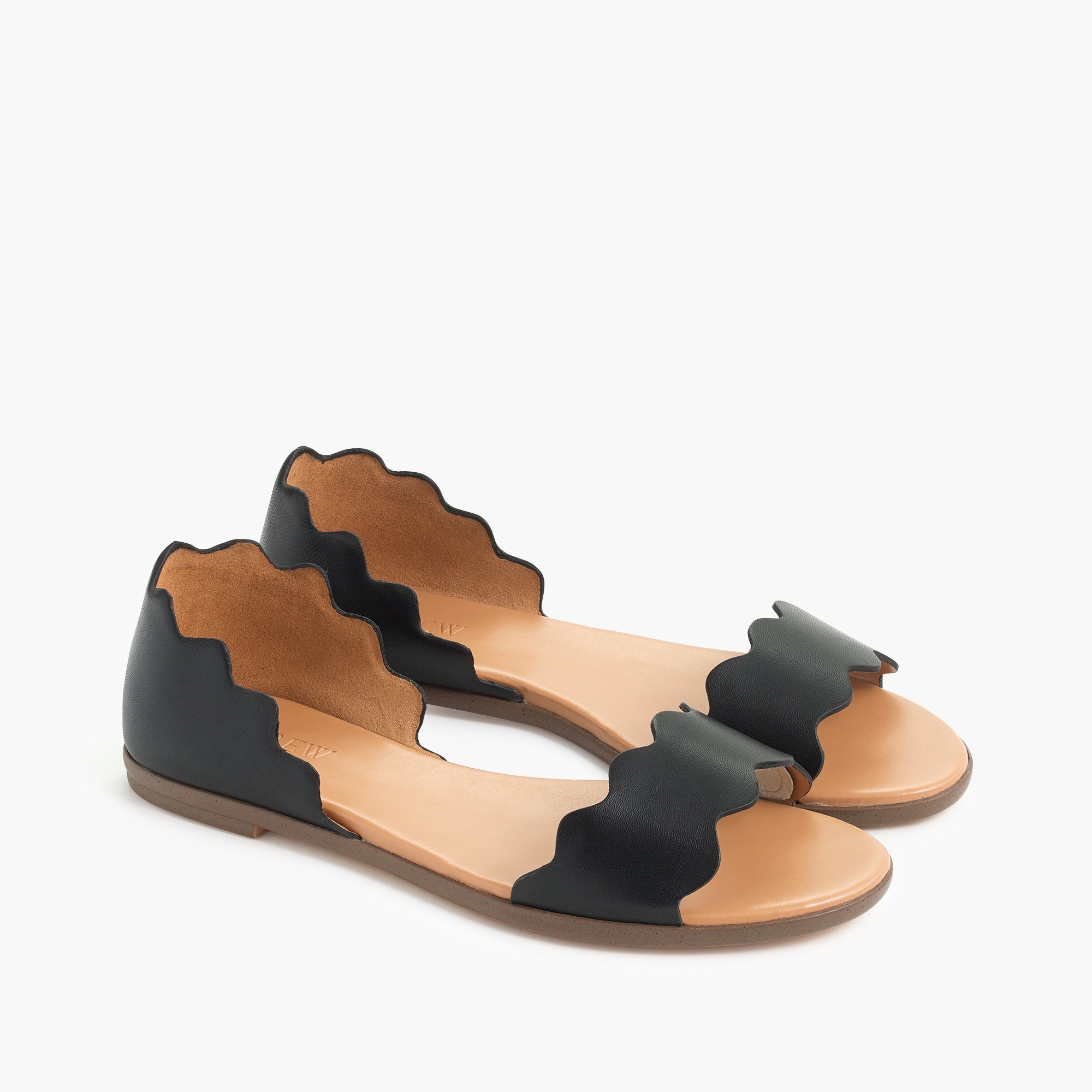 scalloped peep toe flats