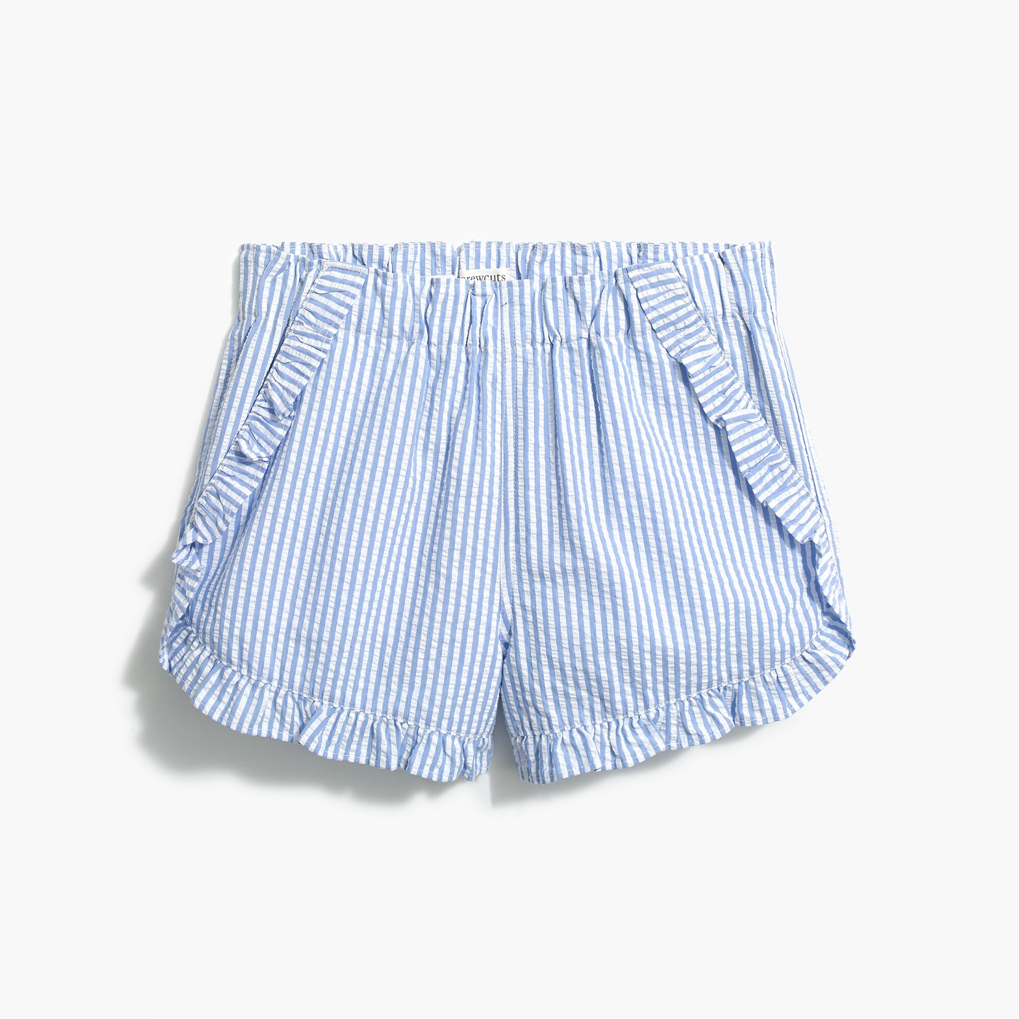 Girls' pull-on ruffle short in seersucker