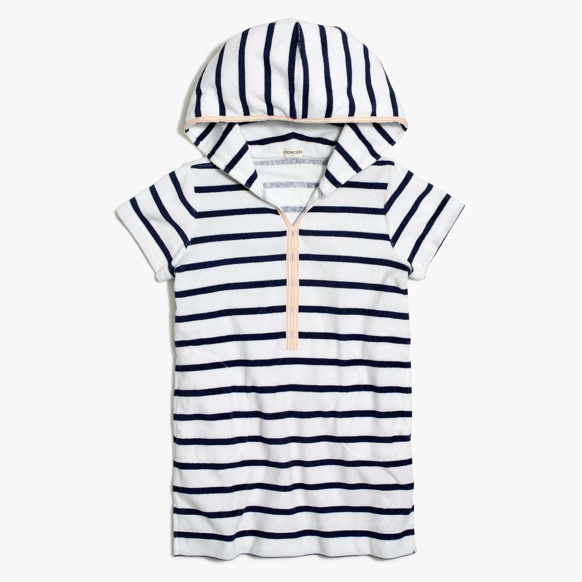 Girls' terry hoodie dress in stripe
