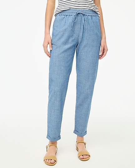 factory: chambray drawstring pant for women