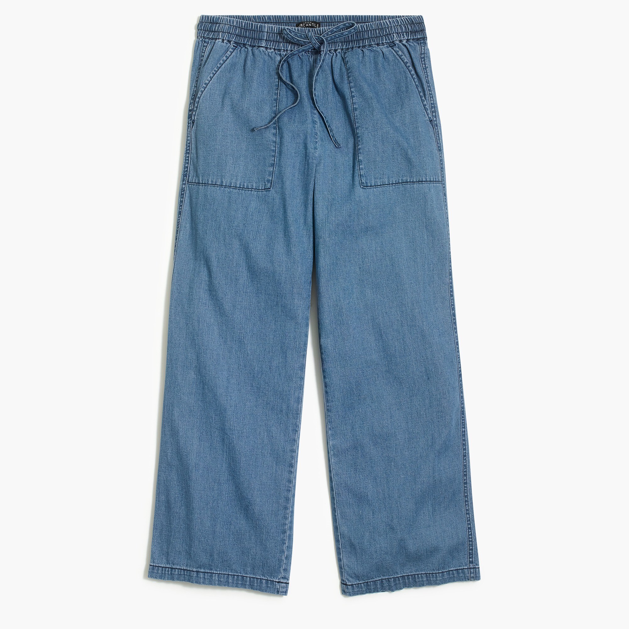 chambray utility drawstring pant for women