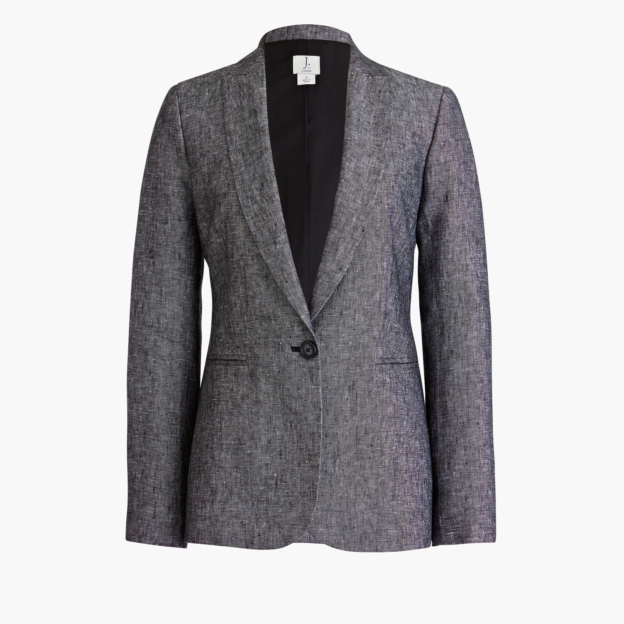 one-button linen blazer for women