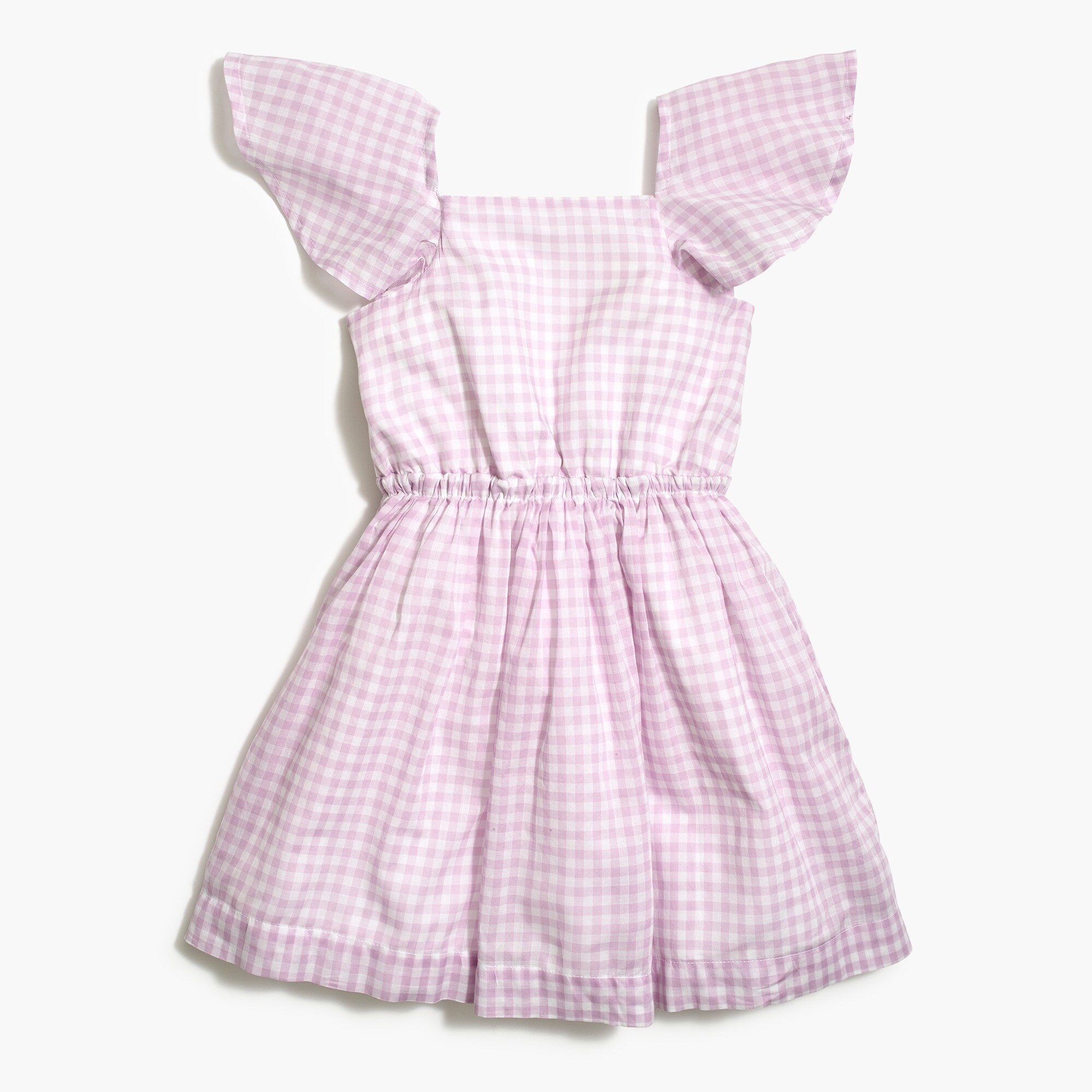 girls' flutter-sleeve dress in gingham for girls