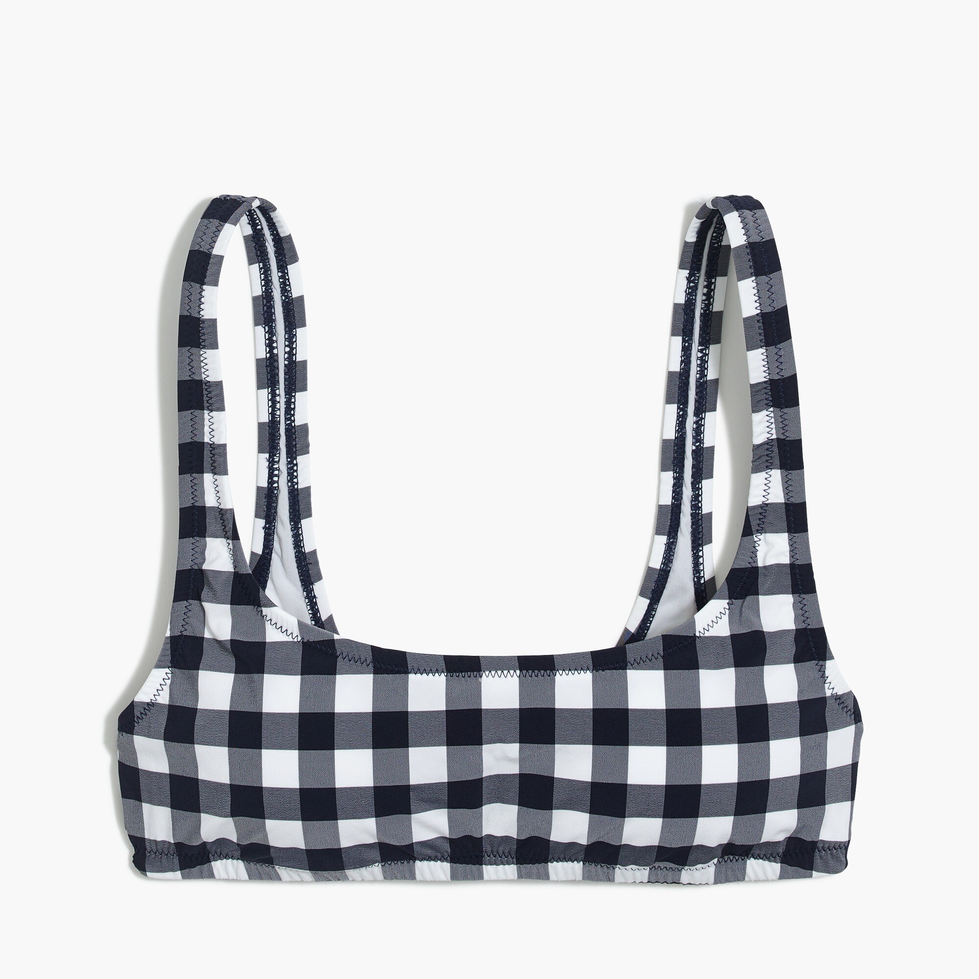 woven gingham scoopneck bikini top for women