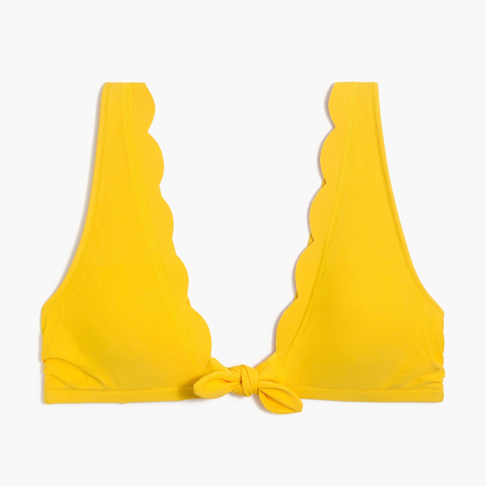 scalloped tie-front bikini top for women