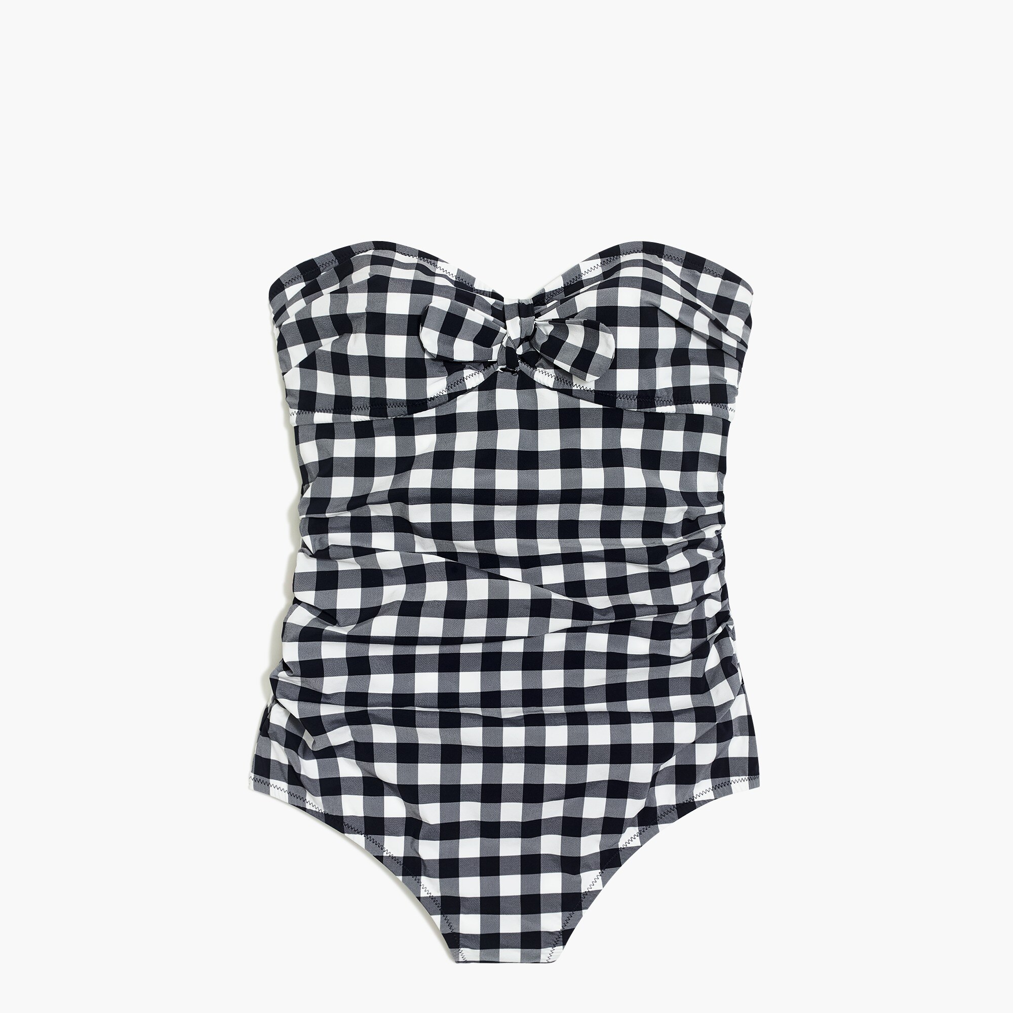 Tie-front bandeau one-piece swimsui