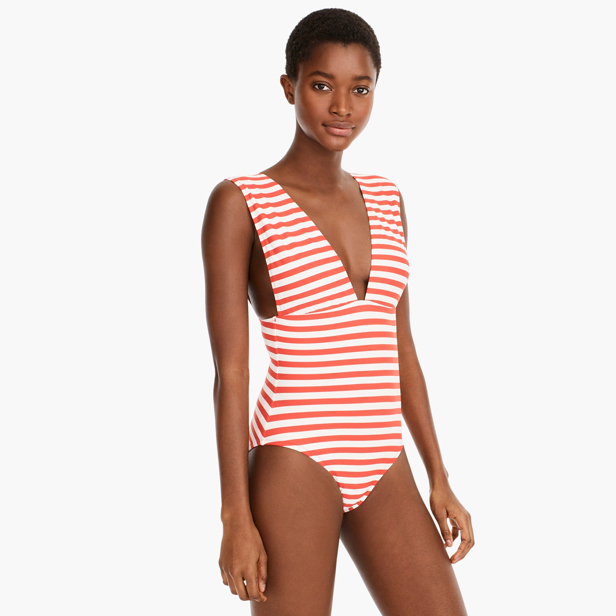 plunge neck one piece swimsuit