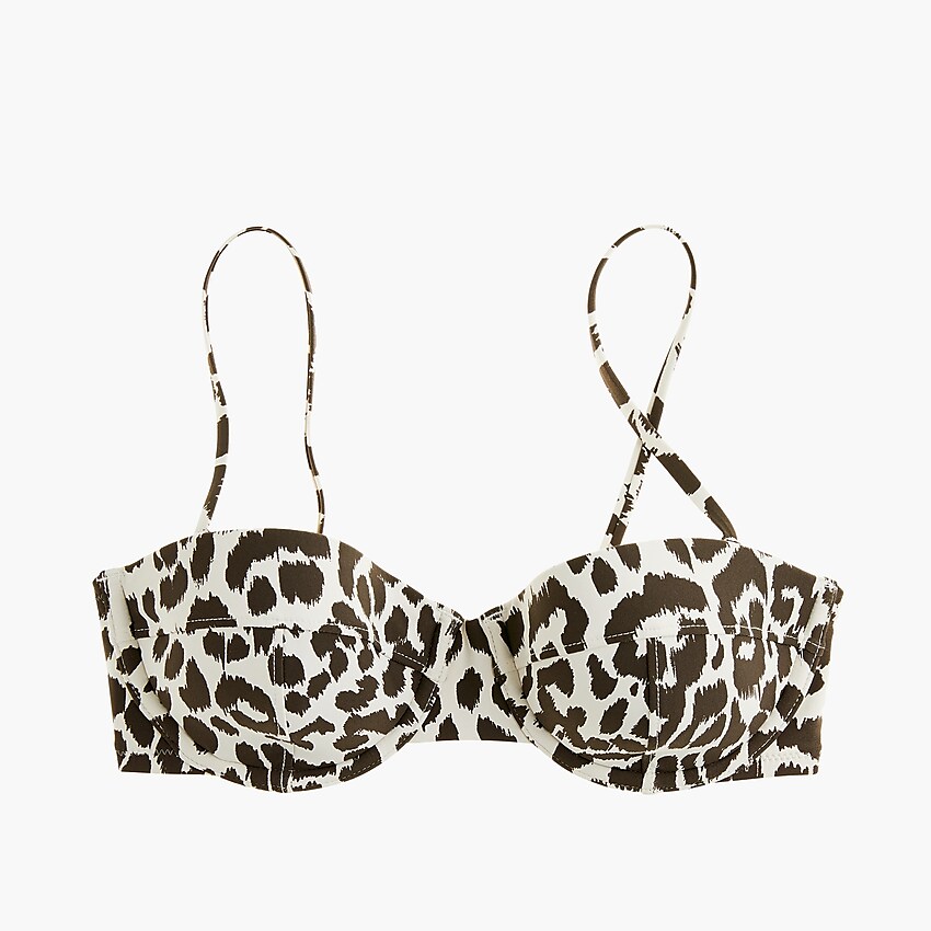 j.crew: underwire bikini top in leopard for women, right side, view zoomed
