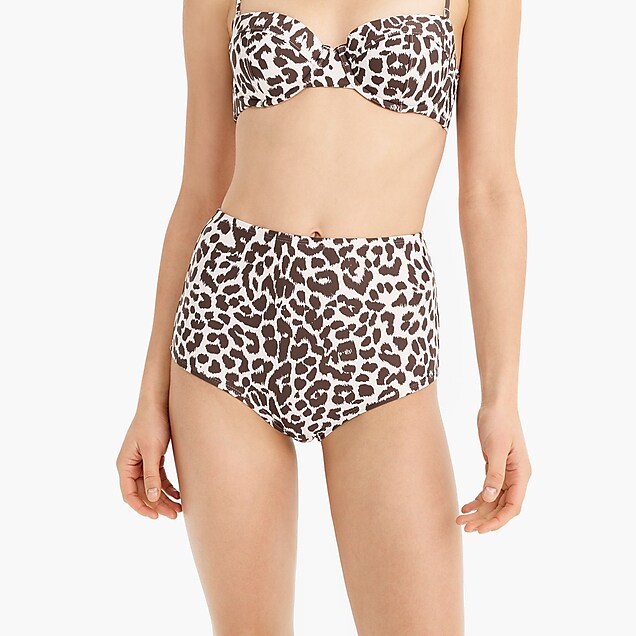 Seamless High-Waist Bikini Bottom in Leopard